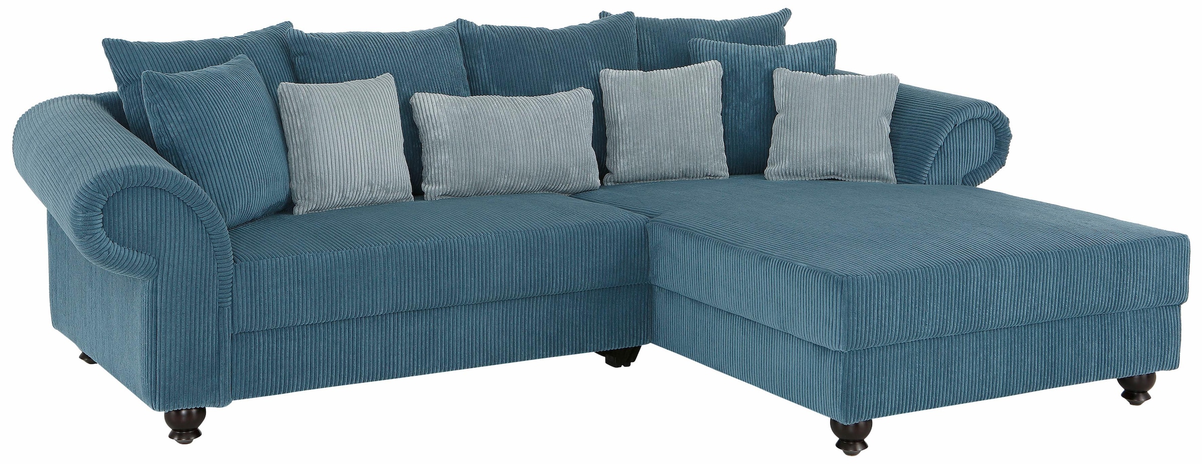 Home affaire Ecksofa »King George King Henry, L-Form«, mit Federkern, in legerer Polsterung und vielen Kissen