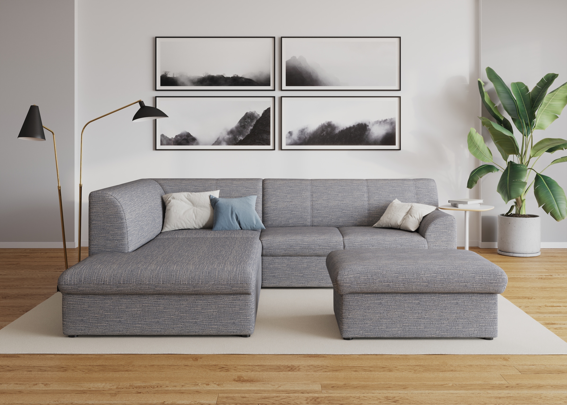 DOMO collection Ecksofa »Topper zeitlos elegant, kompakte Stellmaße, OTTOs Choice, L-Form«, mit Ottomane, wahlweise mit Schlaffunktion