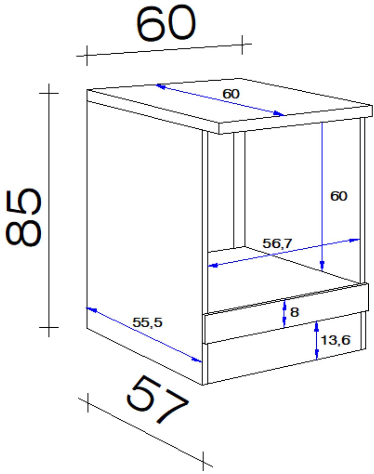 Flex-Well Herdumbauschrank »Lund«, (B x H x T) 60 x 85 x 60 cm, mit Nische für Standard-Einbauherd