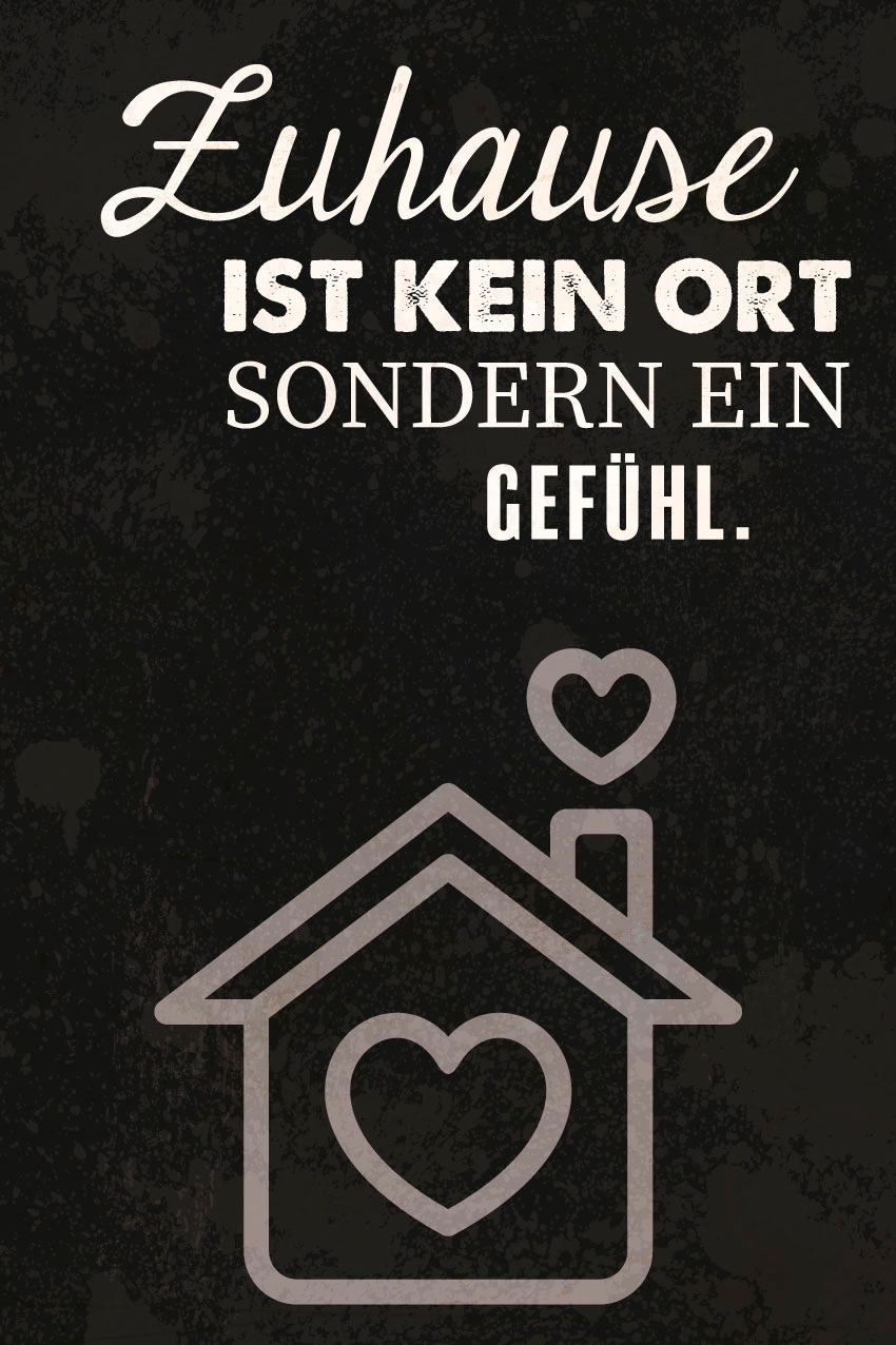 queence Metallbild »Zuhause!« Herzen   Schriftzug   Schriftzüge   Schwarz-W günstig online kaufen