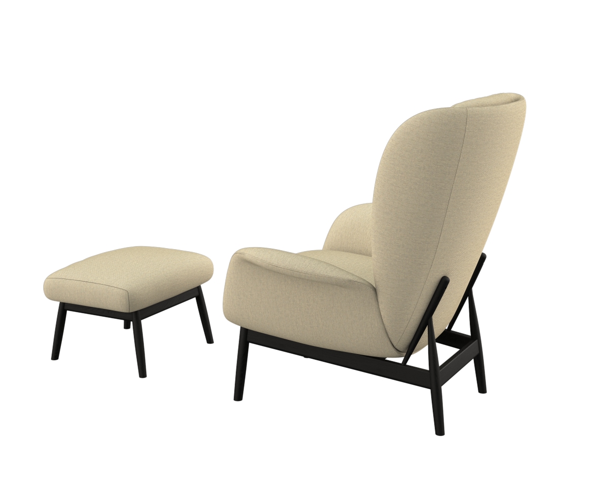 FLEXLUX Ohrensessel »Padova Scandic Design Sessel, erstklassiger Sitz- und Wohlfühlkomfort«, Stil & Komfort, organische Form, Ledenstütze integriert, Fuß schwarz