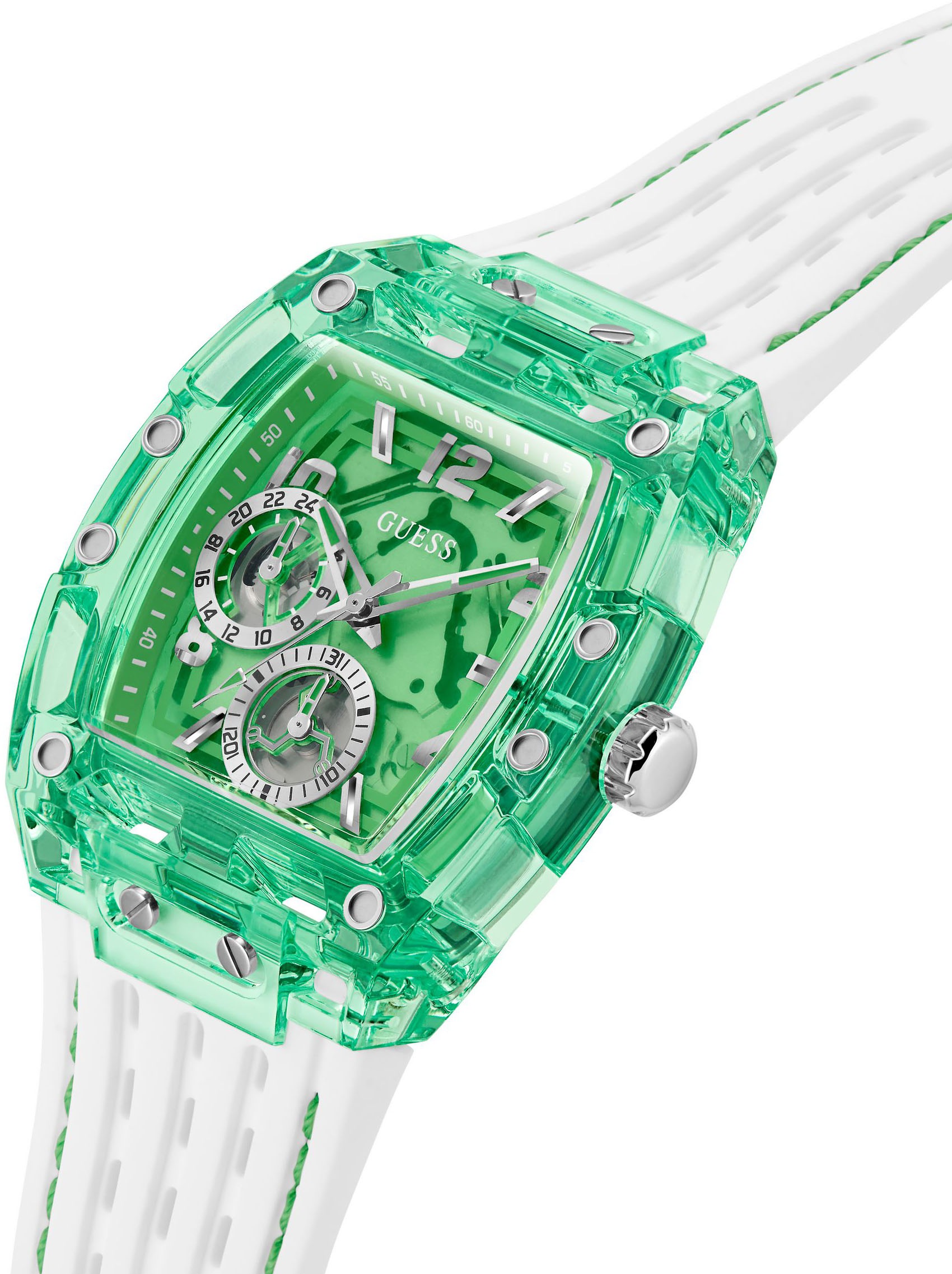 Guess Multifunktionsuhr »PHOENIX«, Armbanduhr, Quarzuhr, Herrenuhr, Silikonarmband