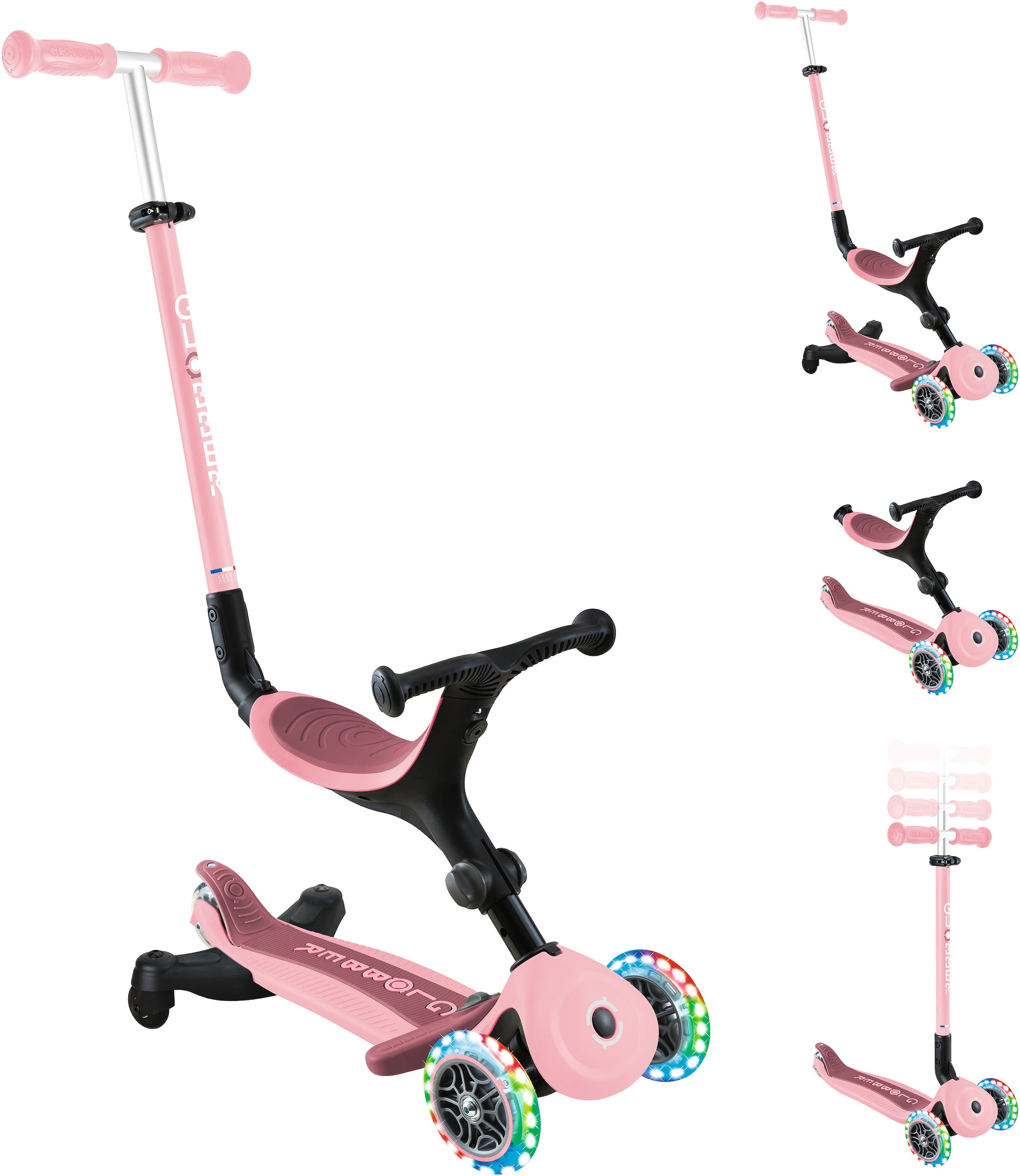 Globber Tretroller »GO-UP ACTIVE LIGHTS 360, mit Leuchtrollen« Aufsitzrad, Laufrad und Scooter