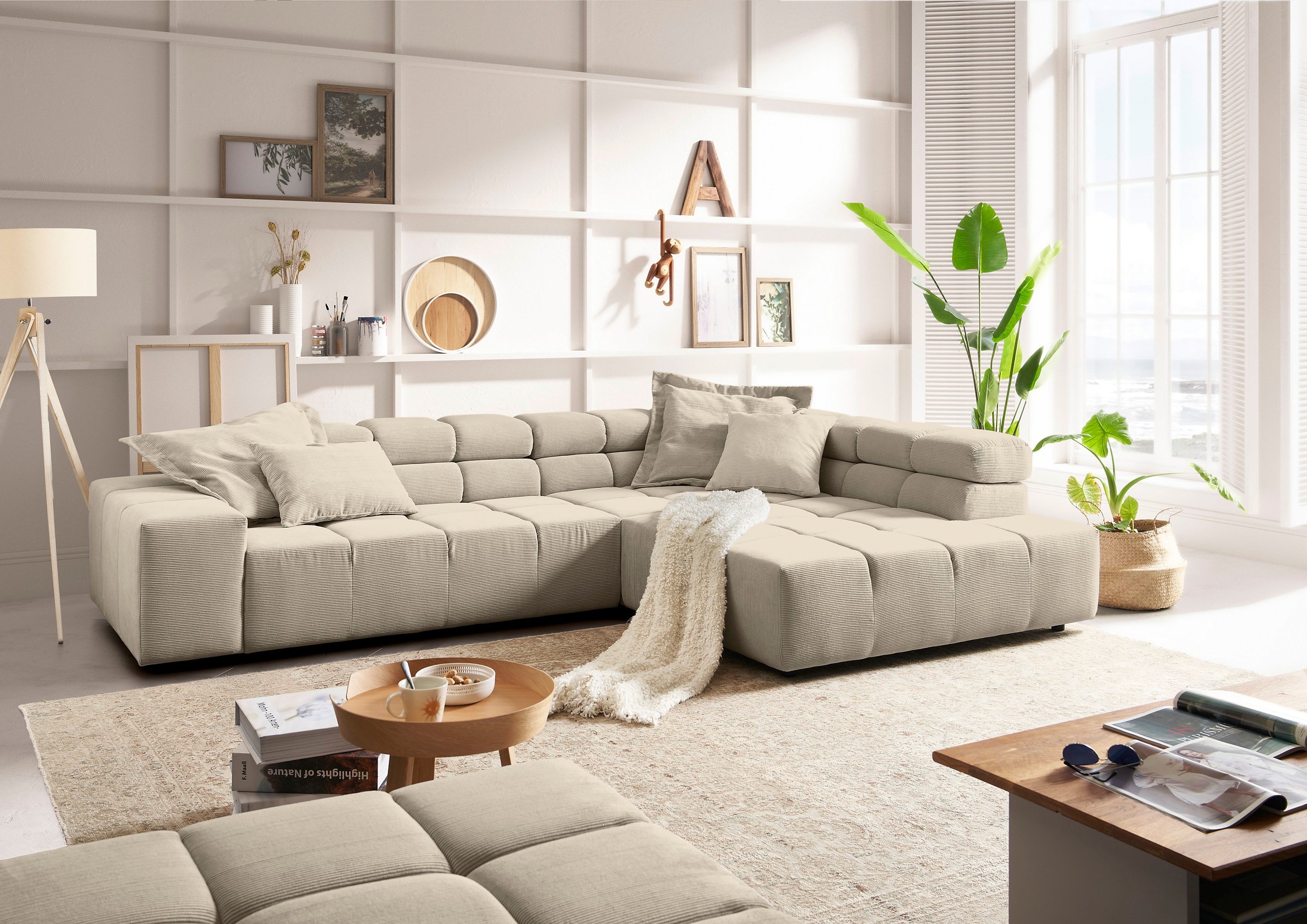 INOSIGN Ecksofa »Ancona incl. Kopfteilverstellung, OTTOs Choice, Breite 319cm, L-Form«, wahlweise motorische Sitztiefenverstellung, auch in Cord + Easy Care