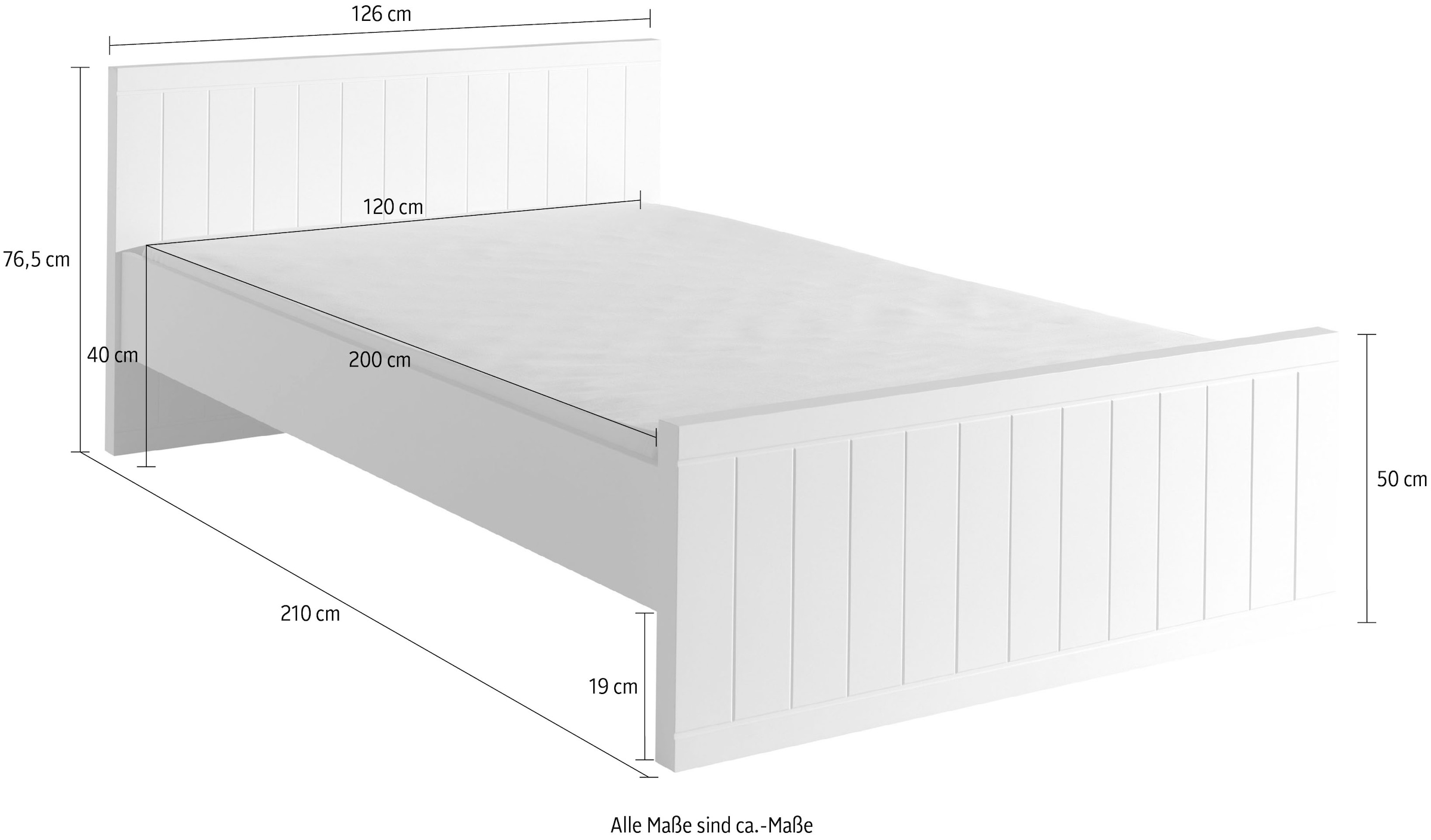 Vipack Einzelbett, (Made in Europe), Modernes Einzelbett mit 120 x 200 cm Liegefläche, Weiß lackiert