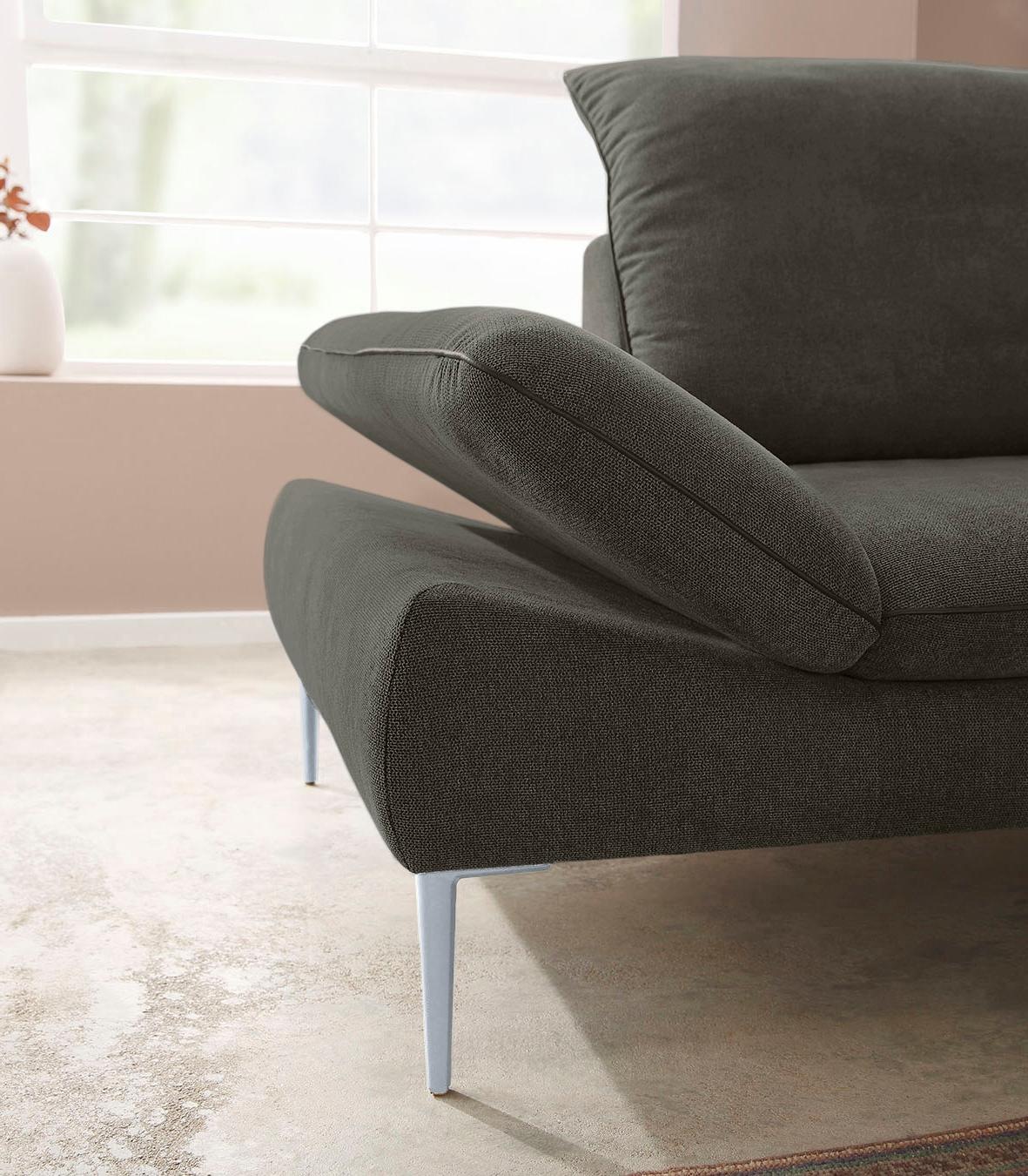 W.SCHILLIG Ecksofa »enjoy&MORE, mit tollem Sitzkomfort, elegant und bequem, L-Form«, mit Sitztiefenverstellung, Füße silber matt, Breite 294 cm