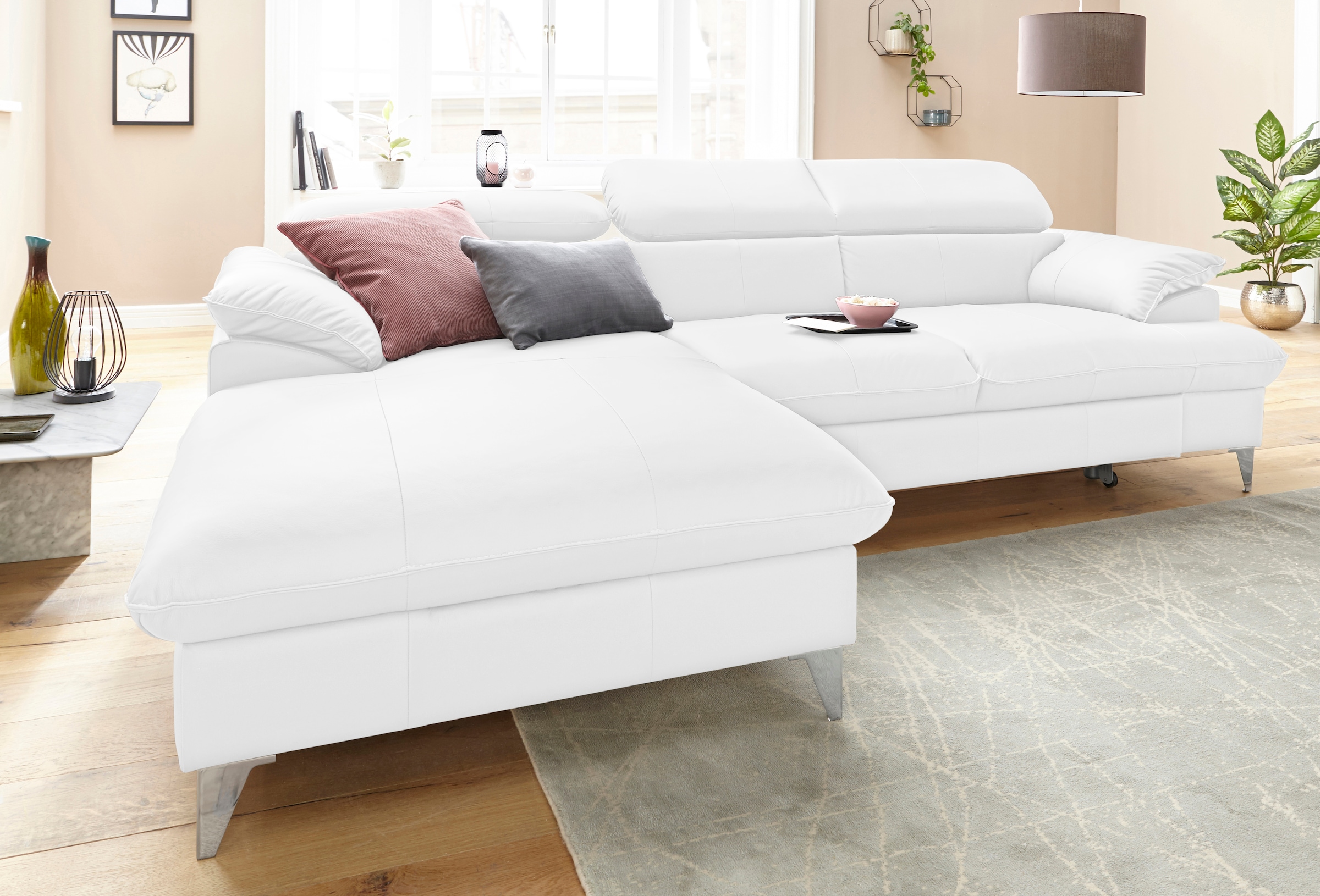 COTTA Ecksofa »Caluso L-Form«, mit Kopfteilverstellung, wahlweise mit Bettfunktion & Bettkasten