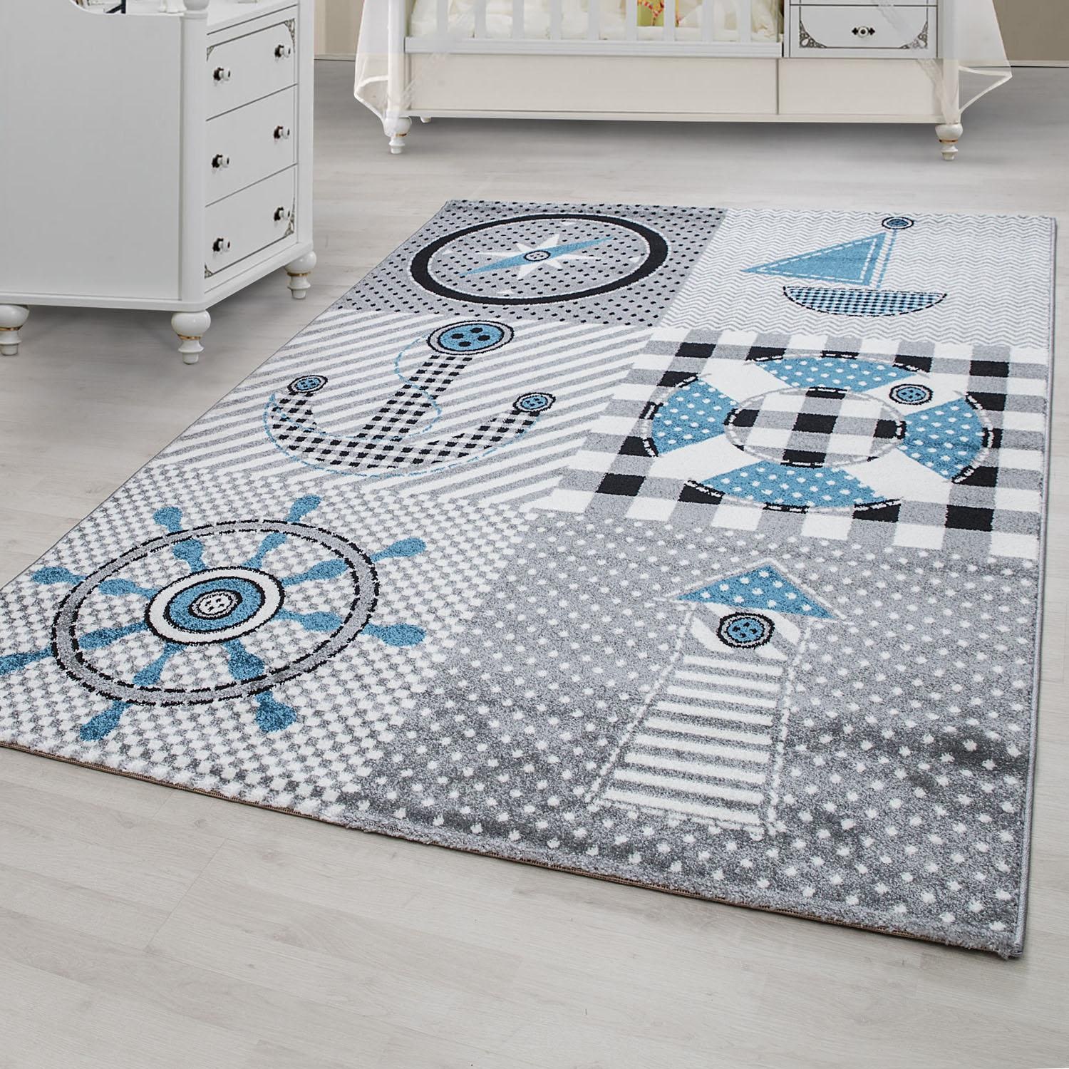 Ayyildiz Teppiche Kinderteppich »Kids 510«, rechteckig, 12 mm Höhe, maritimer Kurzflor Teppich