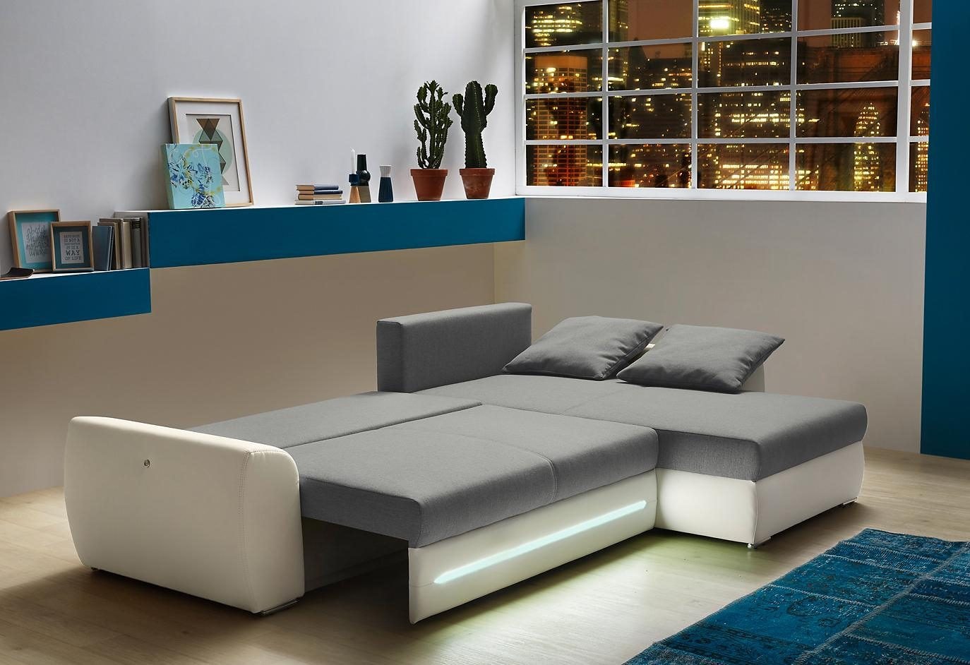 Jockenhöfer Gruppe Ecksofa Basel, inklusive LED-Beleuchtung, mit Bettfunktion und Bettkasten