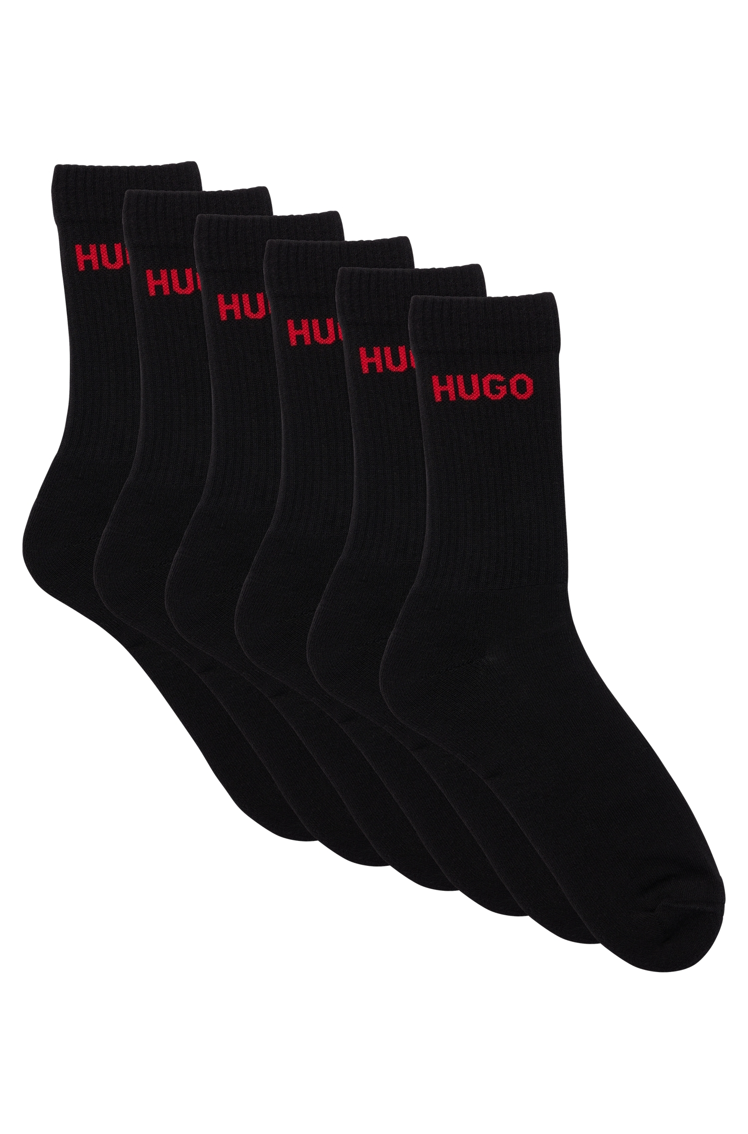 HUGO Socken »6P bestellen CC«, Pack), LOGO QS mit (Packung, Logo RIB eingestricktem BOSS 2er