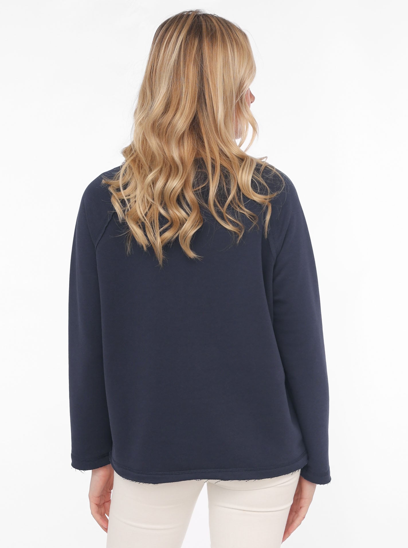 Zwillingsherz Sweatshirt »"Glücklich am Meer"«, mit Used-Look Kanten, Leuchtturm gestickt