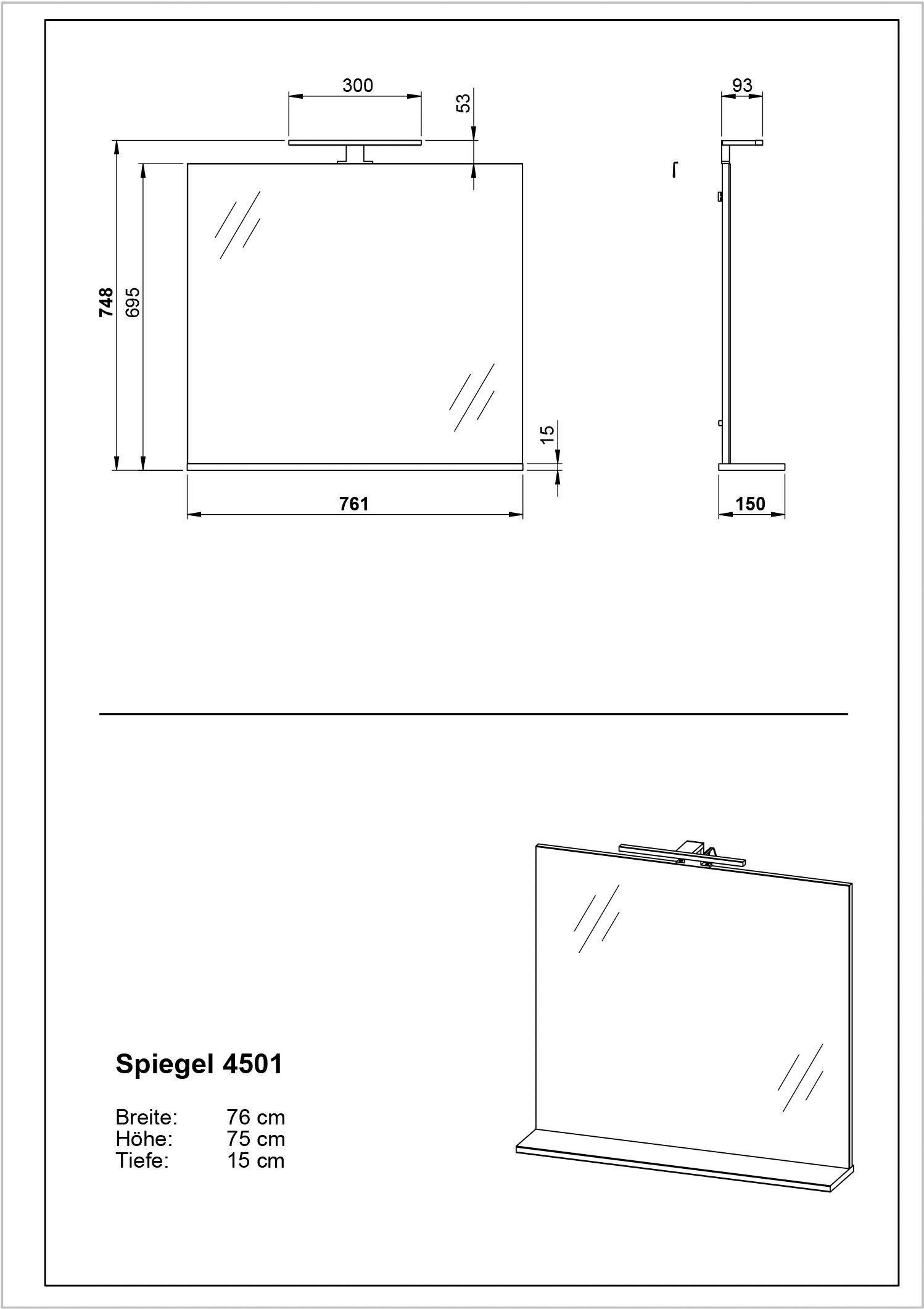 andas Badmöbel-Set »Majtum bestehend aus Waschbeckenunterschrank, Spiegel«, (4 St.), inkl. LED-Beleuchtung, Midi- und Unterschrank, Made in Germany