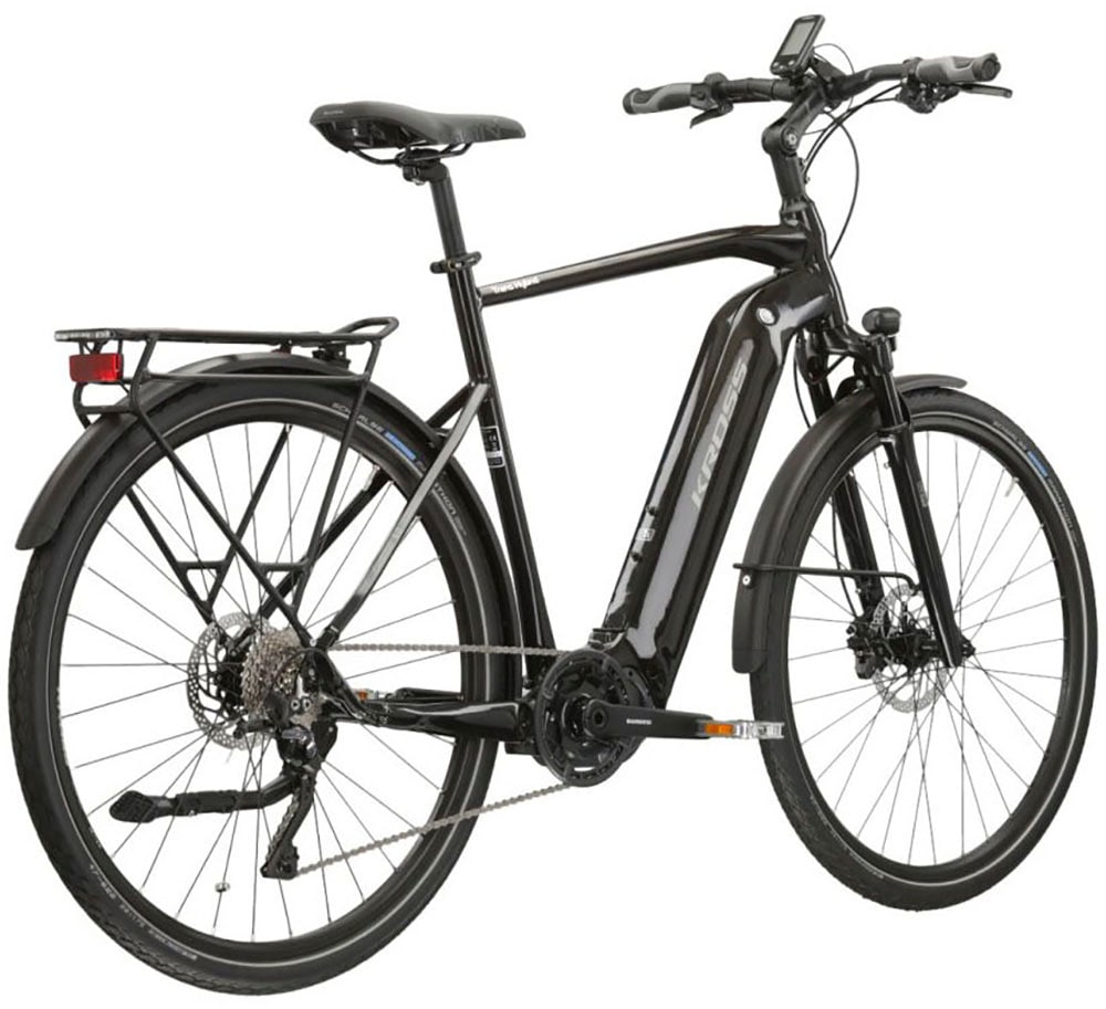 Kross »E-Trekkingrad Trans Hybrid 6.0 28 Zoll schwarz« 10 Gang Shimano DEORE XT T8000 Schaltwerk Kettenschaltung Mittelmotor 250 W Pedelec, Elektrofahrrad für Herren