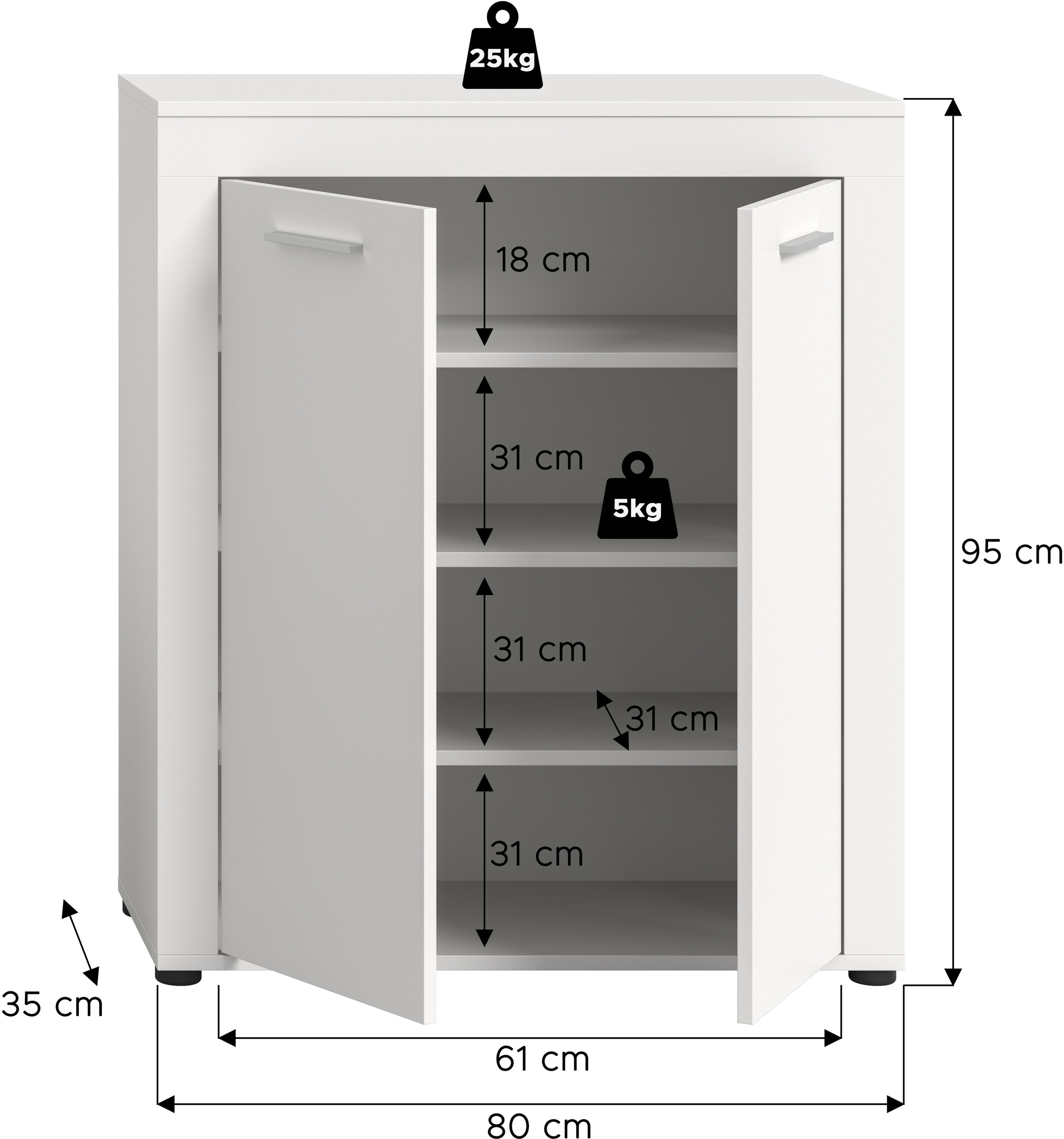 INOSIGN Schuhschrank, Schuhschrank, Höhe 191 cm, 4 Fächer, Garderobenschrank, Flur, Diele
