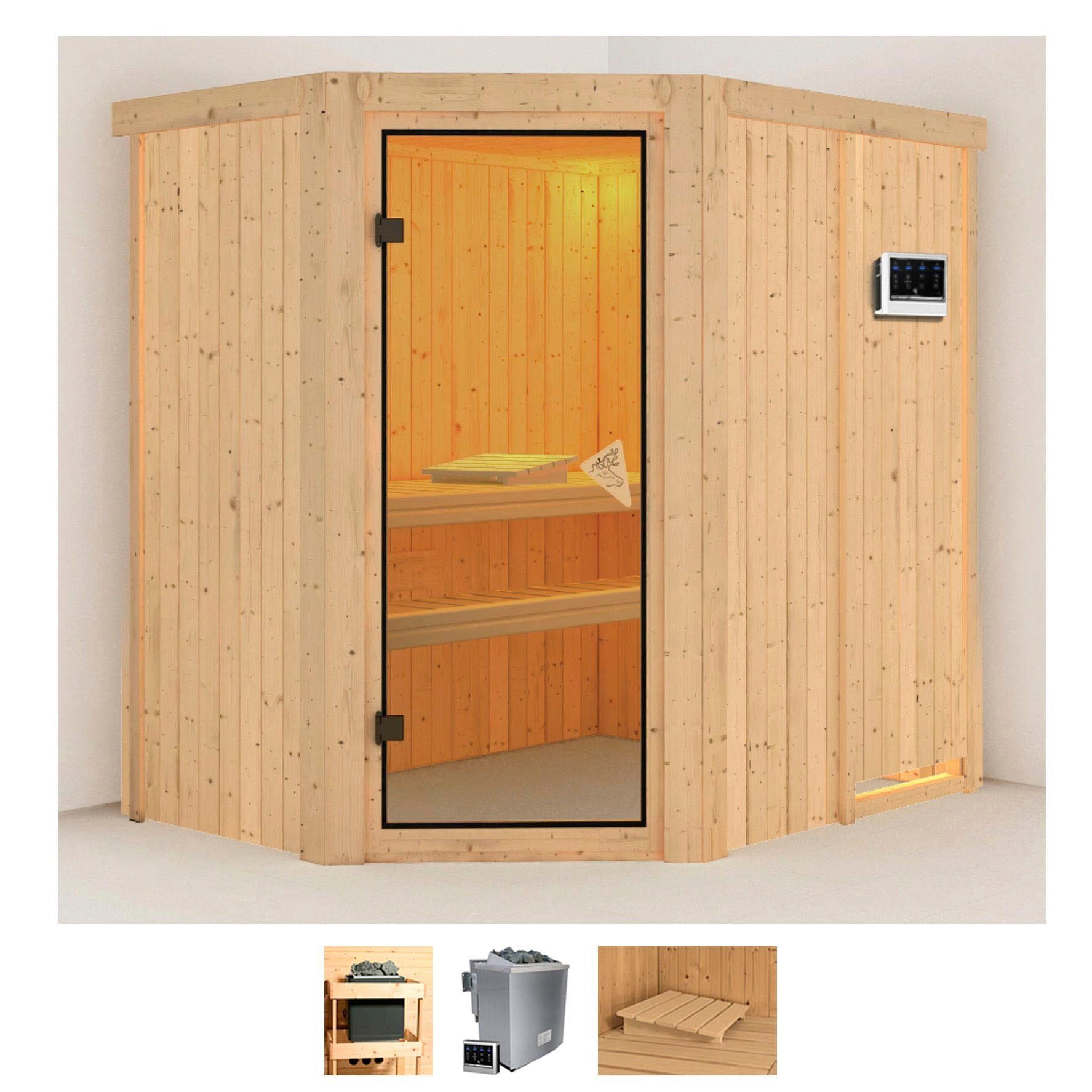 Karibu Sauna »Clara« Set, 9 KW-Bio-Ofen mit externer Steuerung günstig online kaufen