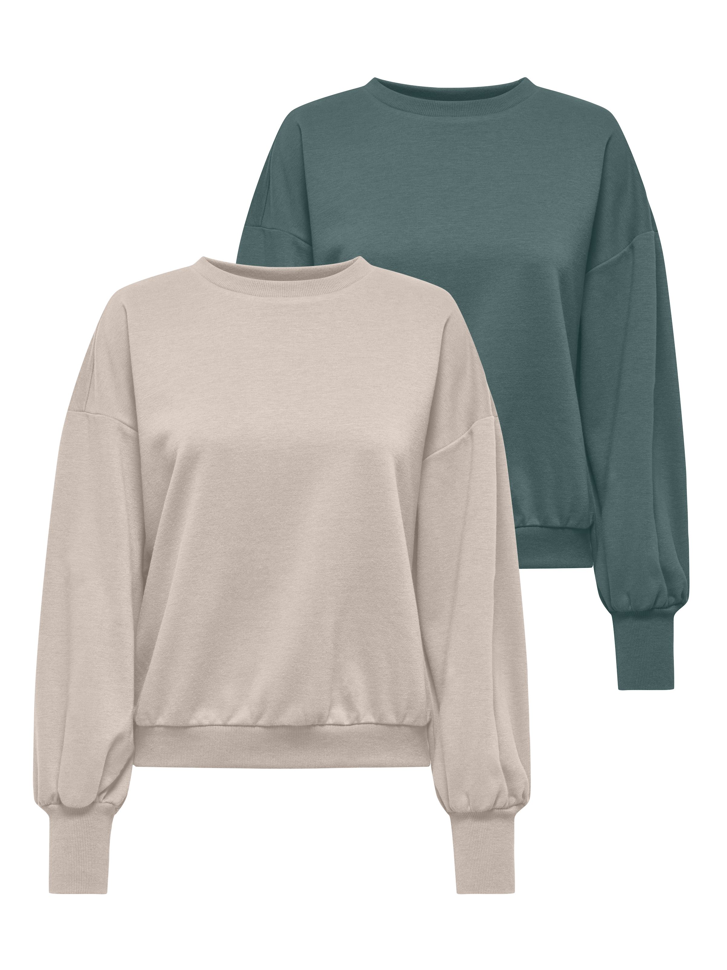 ONLY Sweatshirt »ONLBROOKE L/S O-NECK SOLID 2 PACK SWT«, 2 Baumwollmischung, regular fit
