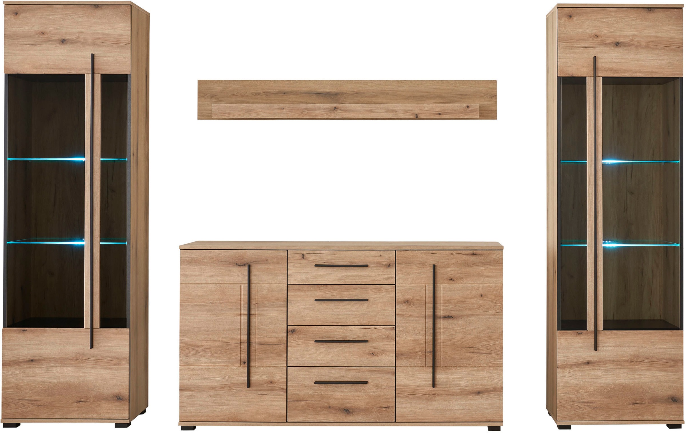 INOSIGN Wohnwand »Cantara, moderne Anbauwand, Wohnzimmer-Set, in Eiche Evok günstig online kaufen