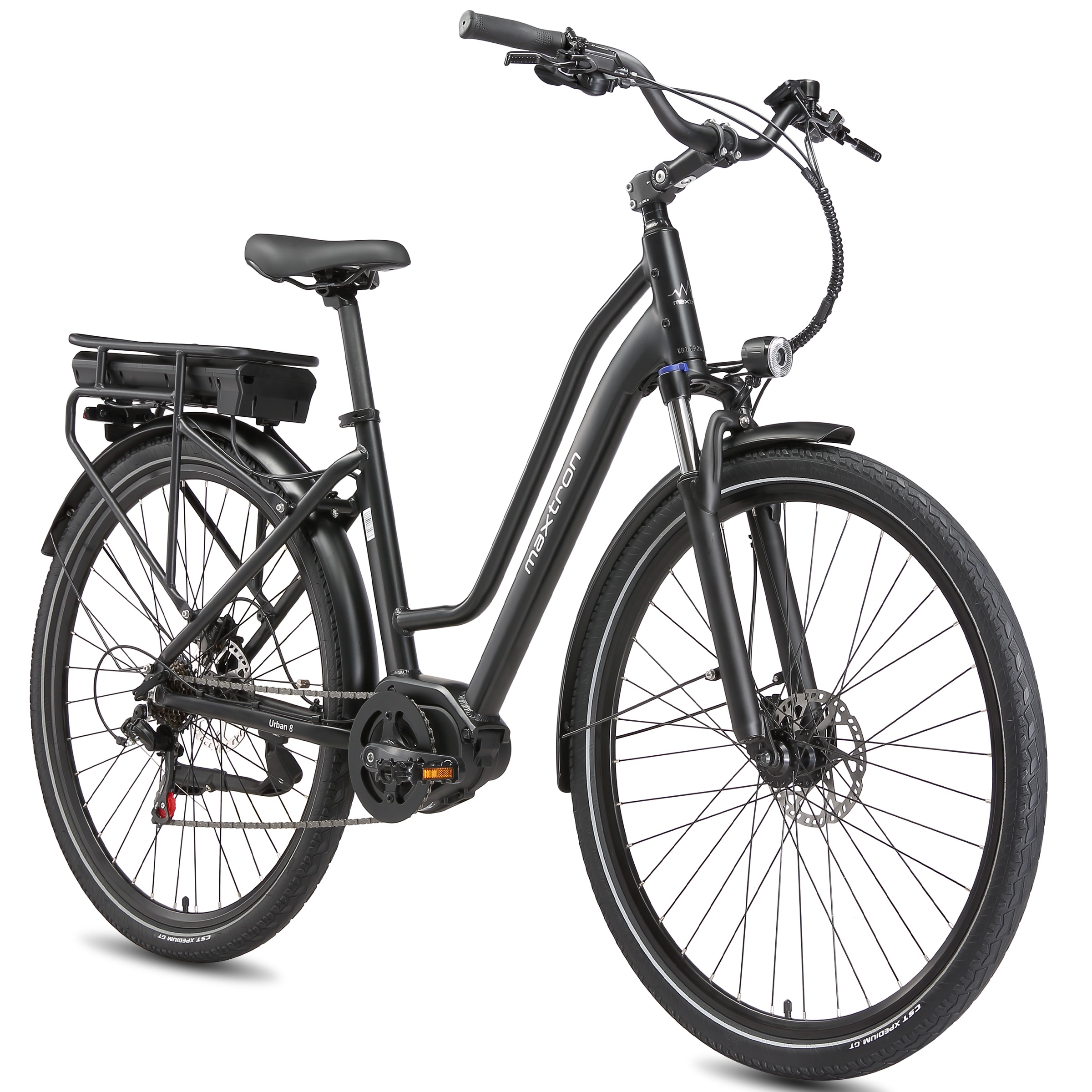 Maxtron »Maxtron Urban 8 City-E-Bike 28 Zoll« 7 Gang Shimano Kettenschaltung Mittelmotor 250 W (mit integr. Akku), Elektrofahrrad für Alltag und Einkauf