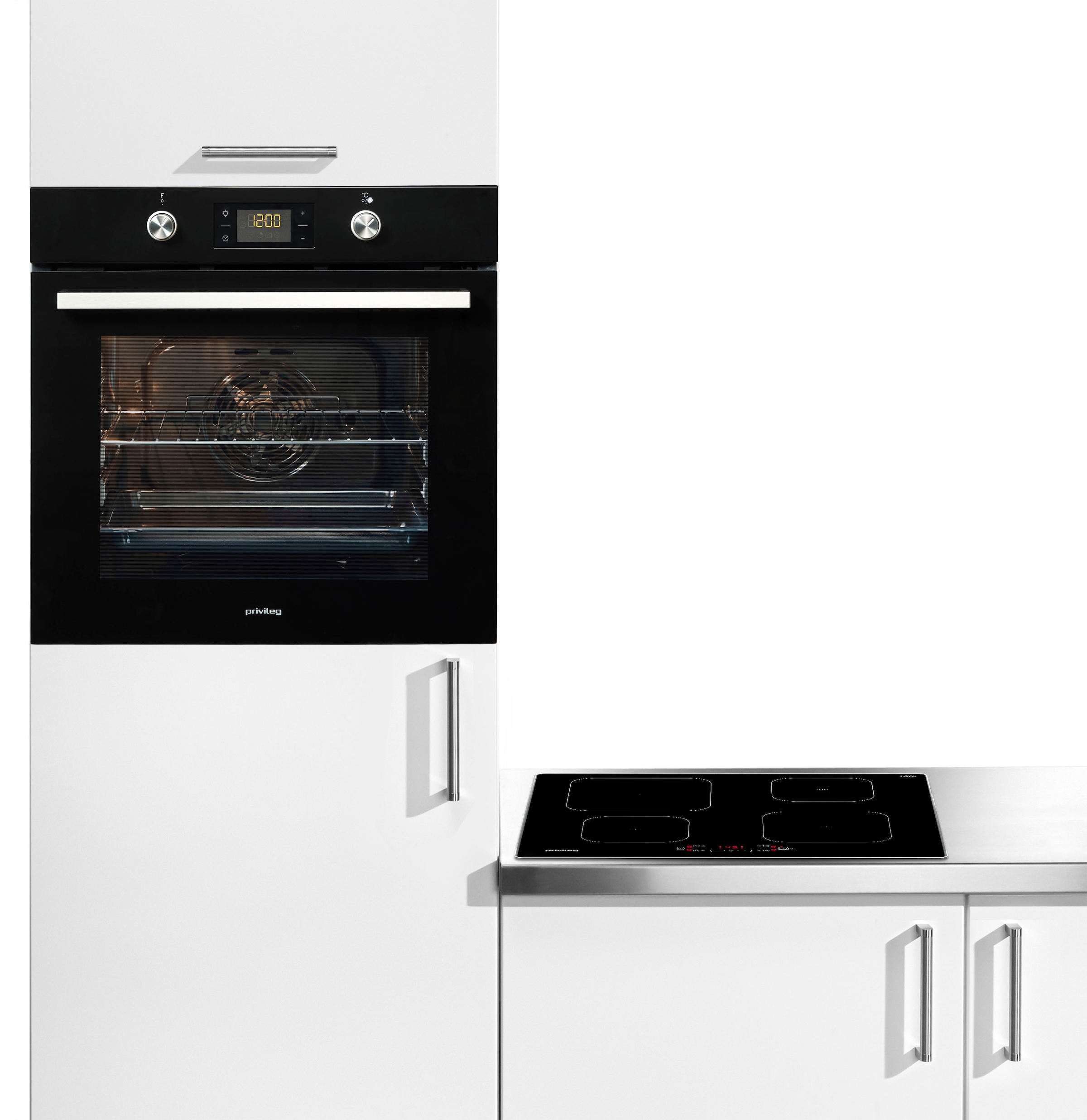 Privileg Backofen-Set »BAKO Turn&Cook 470 BLACK«, PBWR6 OP8V2 BLG, mit Teilauszug, Pyrolyse-Selbstreinigung