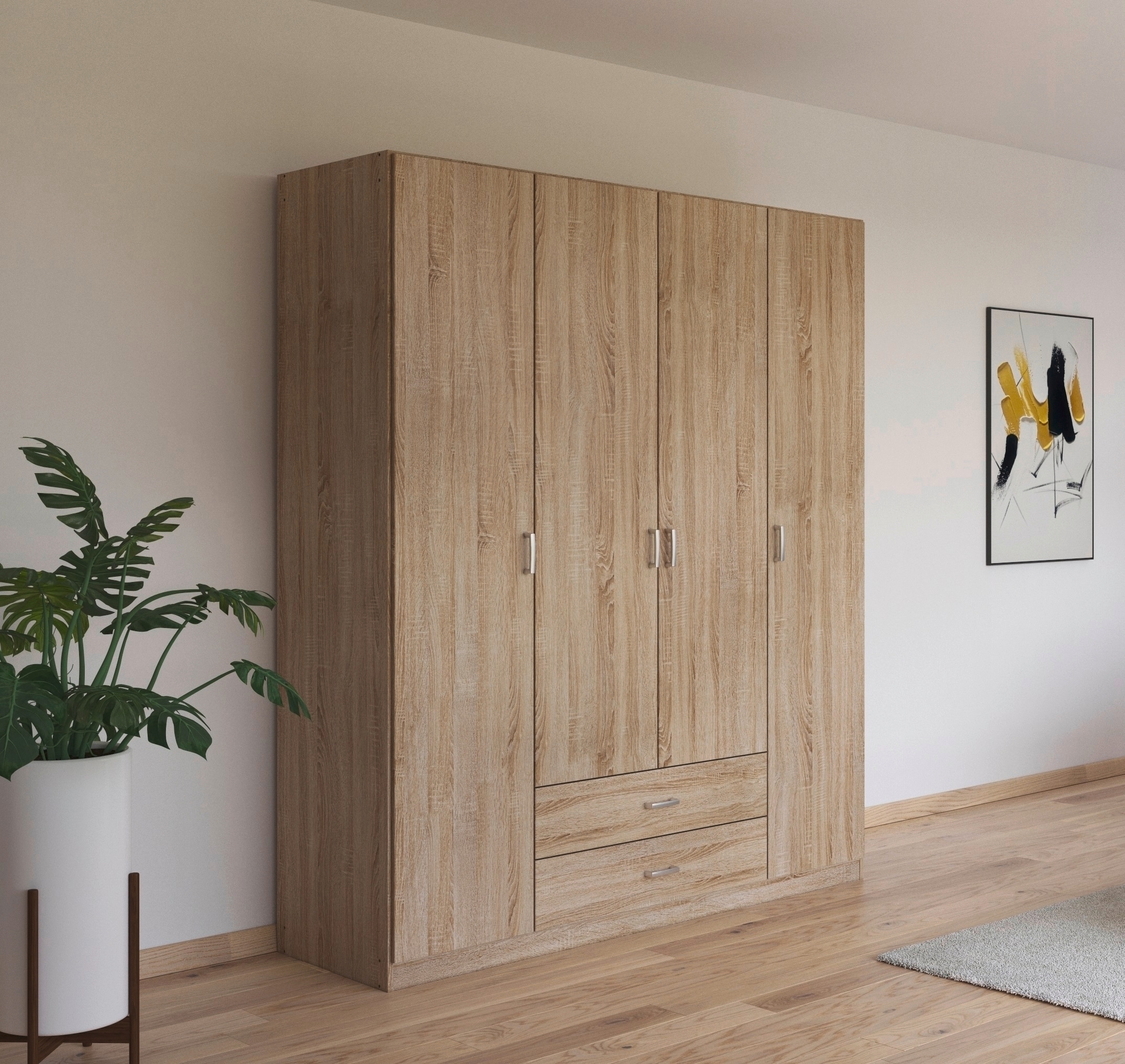 rauch Drehtürenschrank »Kleiderschrank Schrank Garderobe Wäscheschrank GAMMA in 3 Breiten«, mit 6 Schubladen, in schlichtem Design TOPSELLER MADE IN GERMANY