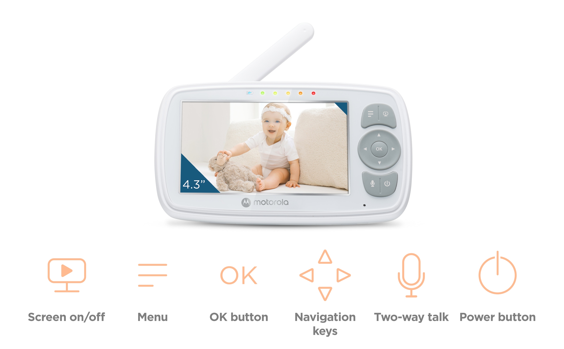 Motorola Video-Babyphone »4.3" Video Baby Monitor VM34« 4,3-Zoll-Farbdisplay