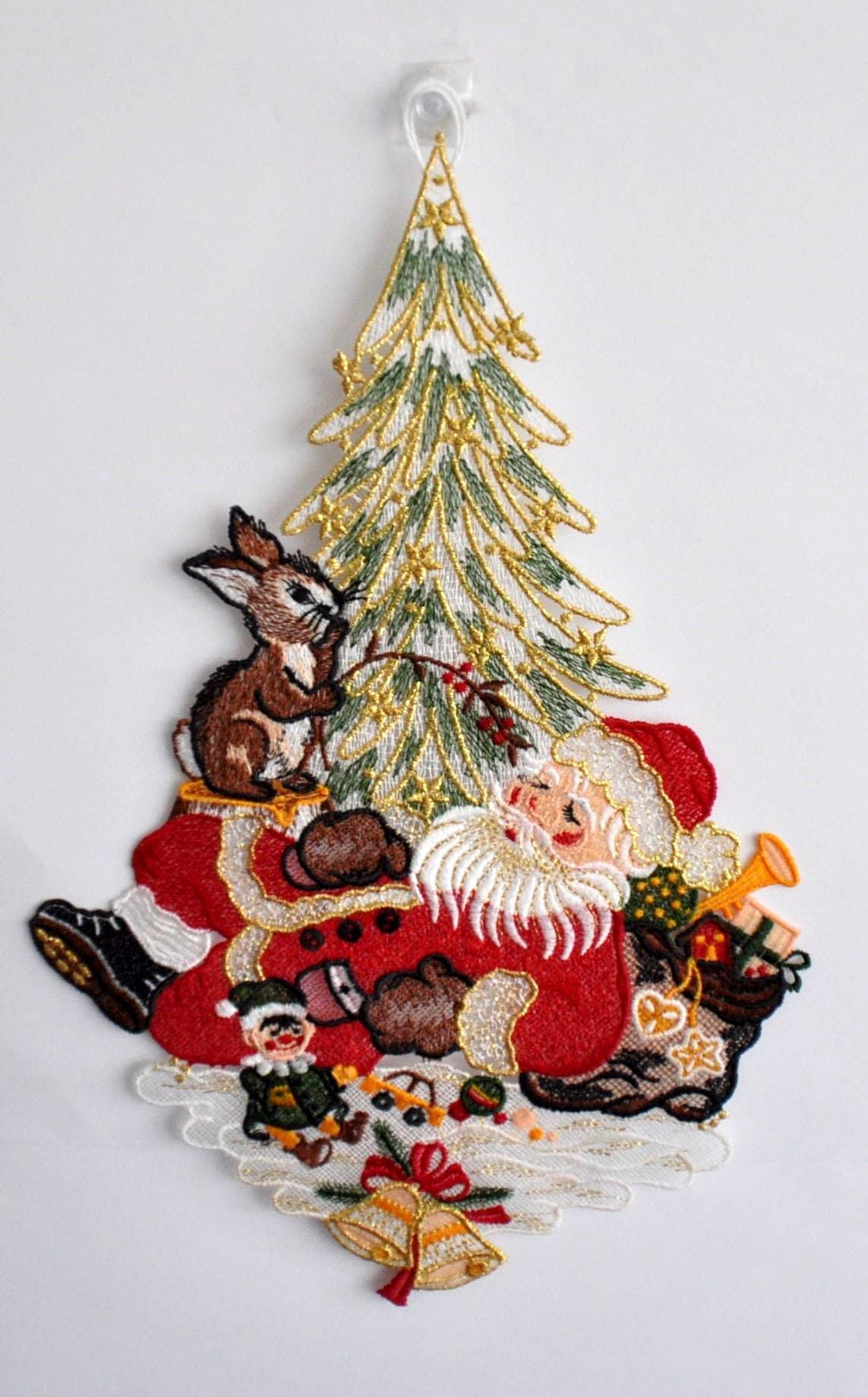 Stickereien Plauen Fensterbild »Weihnachtsmann« günstig online kaufen