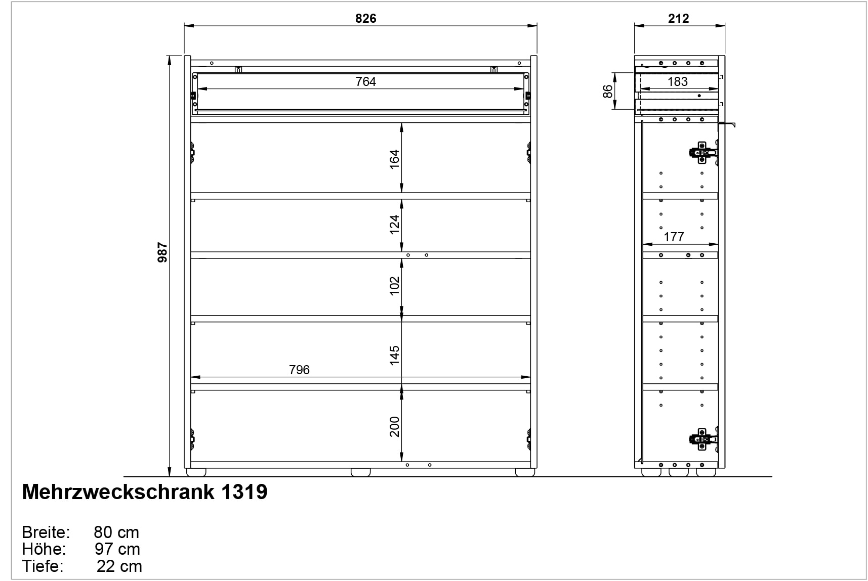GERMANIA Mehrzweckschrank »Ameca«, (1 St.), mit geringer Tiefe - ideal für schmale Flure, Breite 83 cm
