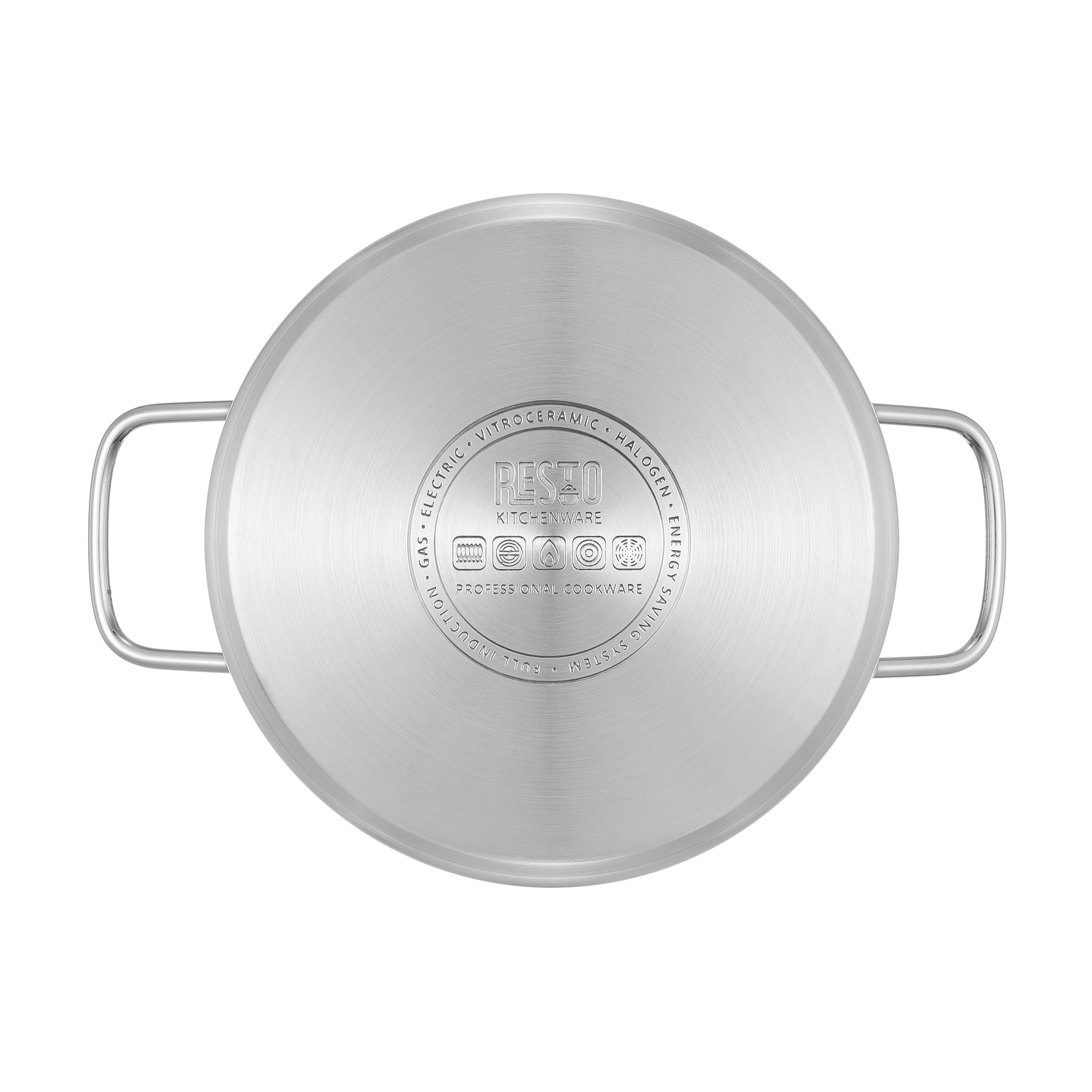 RESTO Kitchenware Topf-Set »GINAN im Geschenkkarton, spülmaschinengeeignet« Set, 1x Soßentopf Ø 16 cm mit Deckel, je 2x Kochtopf Ø 20/24 cm mit Deckel, 6 tlg. Edelstahl 18/10