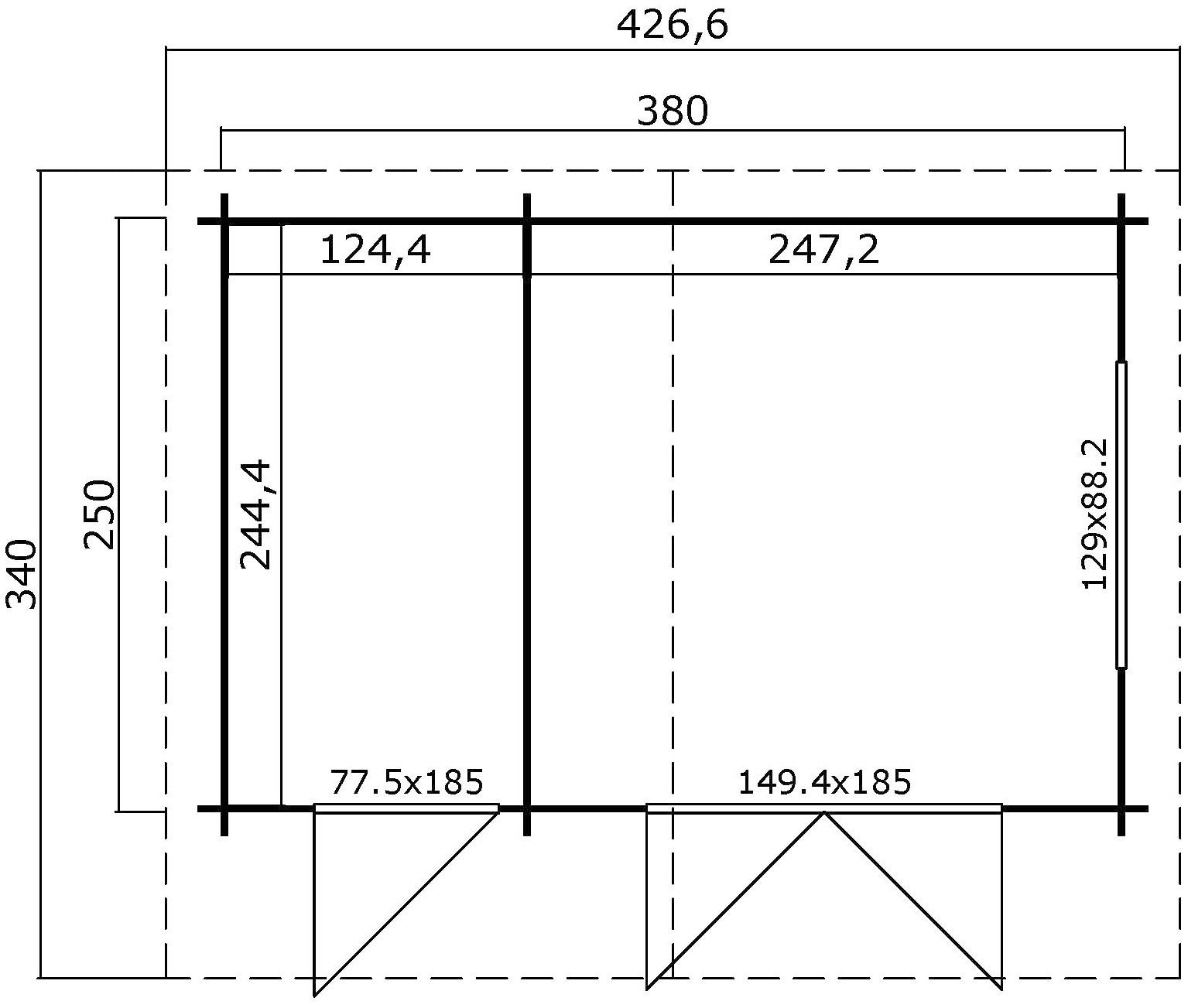 LASITA MAJA Gartenhaus »Keila 28« Blockbohlenhaus 28mm 2-Raum , Fundamentmass 3800x2500 , Schwedenrot