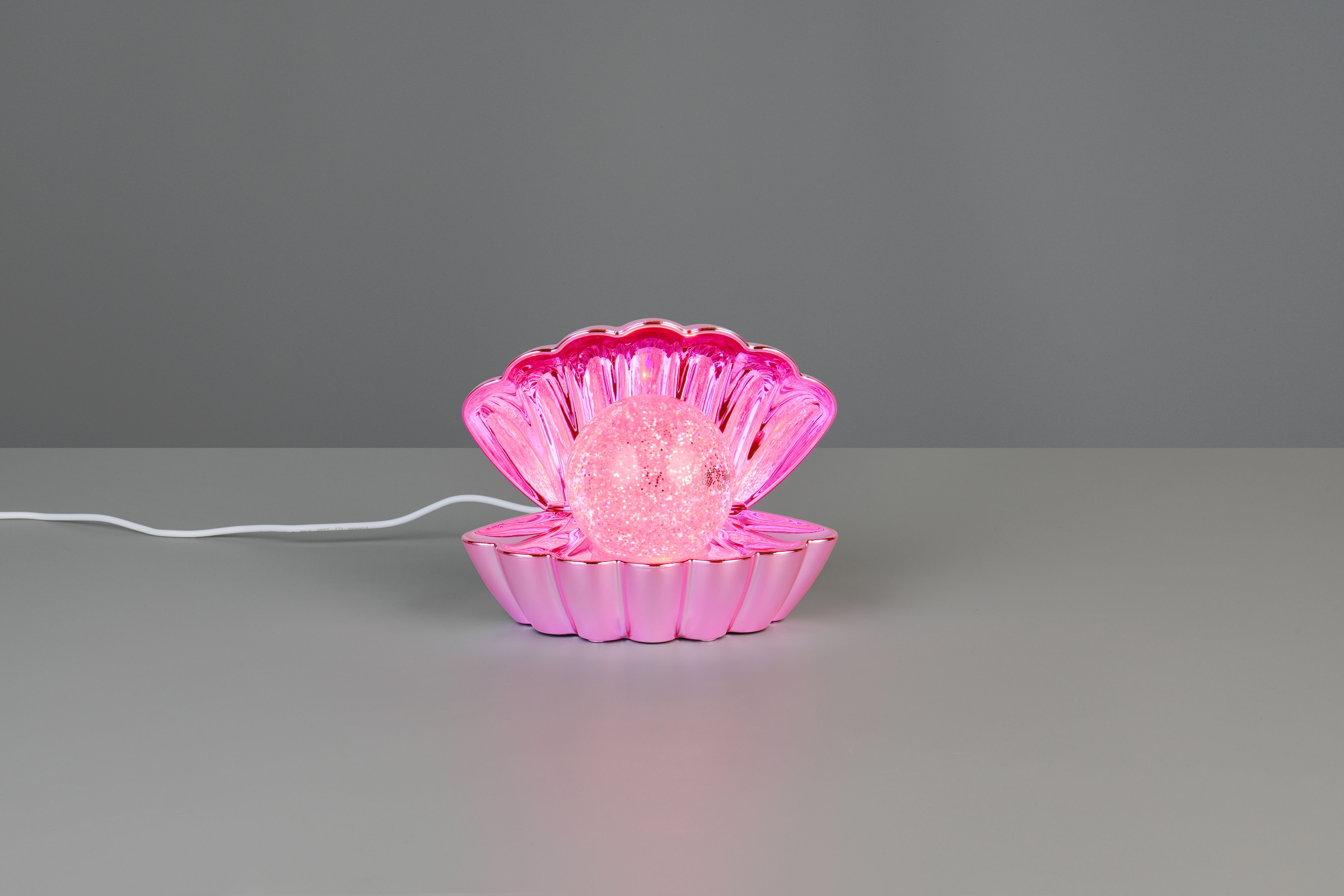 REALITY Leuchten LED Tischleuchte »SHELLY, Deko Tischlampe in Muschelform mit RGB Farbwechsel, 0,8W 15Lm« LED-Board 1 Stk. RGB Muschel Tischlampe mit Glitzerkugel und Farbwechsel inkl USB-Ladekabel