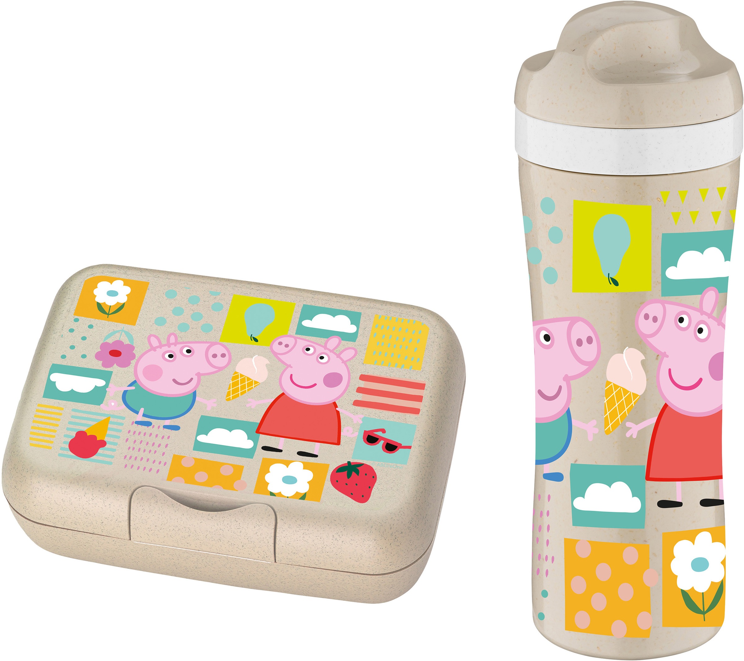 KOZIOL Trinkflasche »CANDY L PEPPA PIG« 426 ml, +Lunchbox OASE PEPPA PIG, 100%recycelbar sand 425 ml