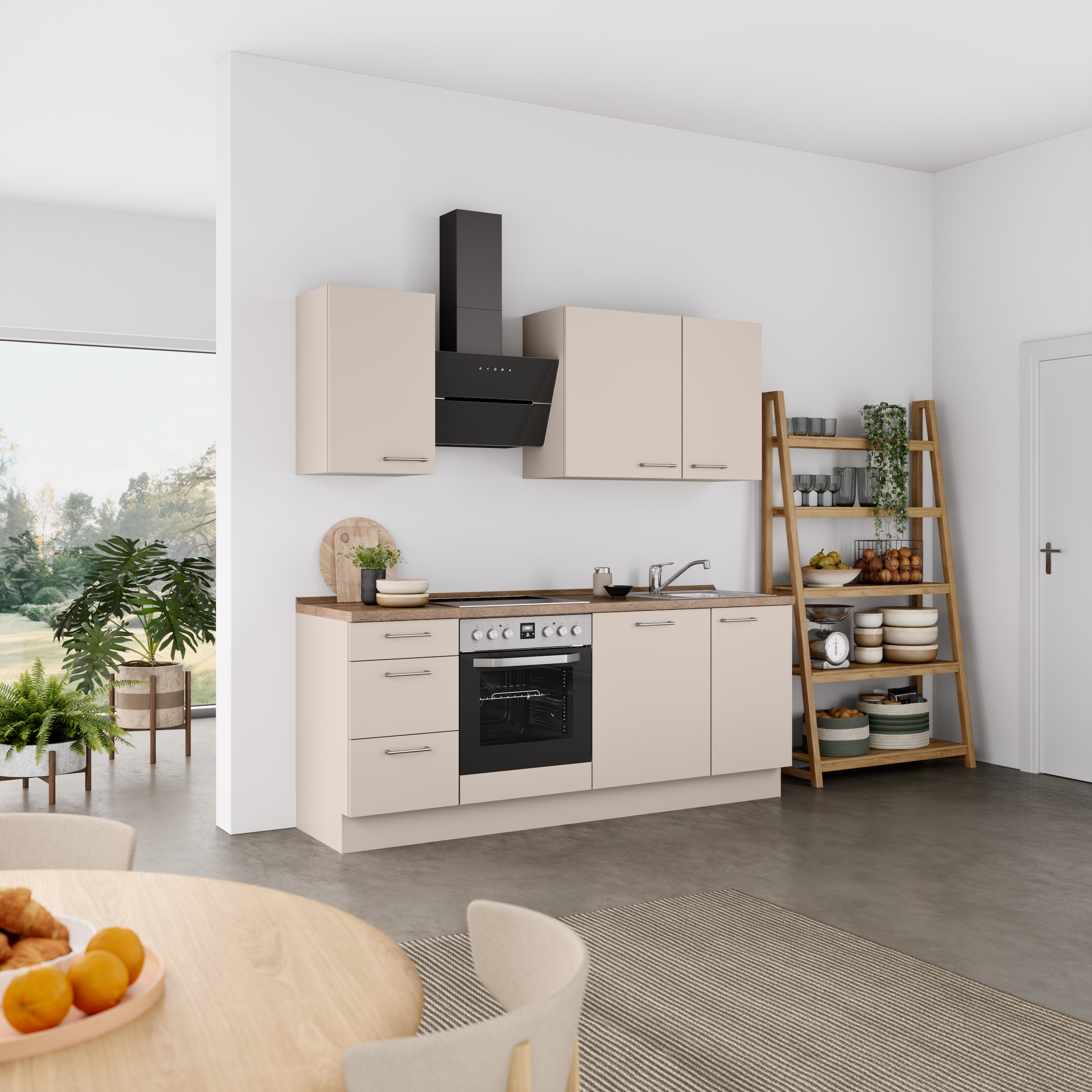nobilia® Küchenzeile »"Laser II"«, vormontiert, Ausrichtung wählbar, Breite 210 cm, wahlw. mit E-Geräten