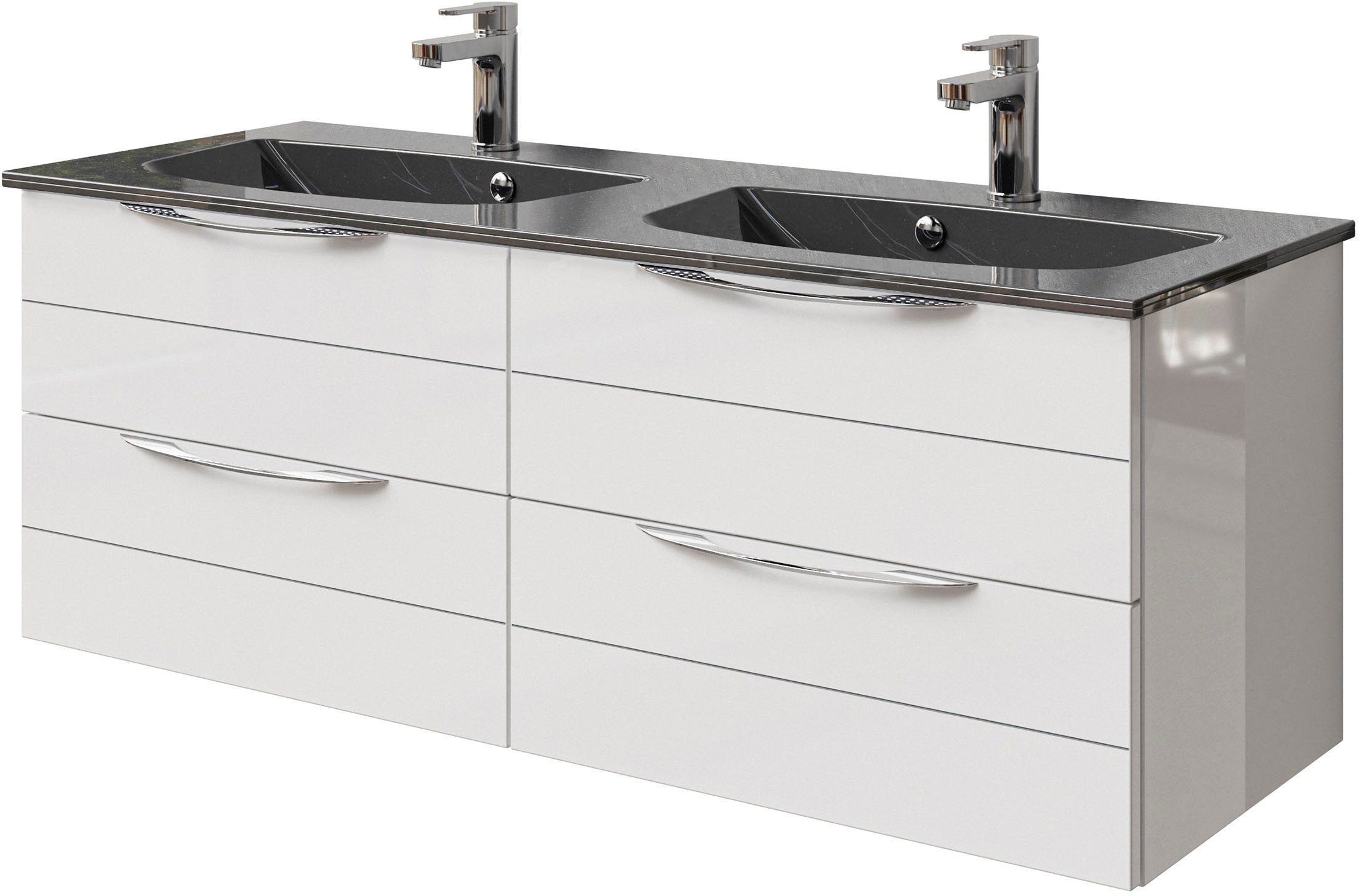 Saphir Waschtisch »Serie 6025 Mineralmarmor-Waschtisch mit Unterschrank, 132 cm breit«, Doppel-Waschplatz mit 4 Schubladen, hängend, verschiedene Ausführungen