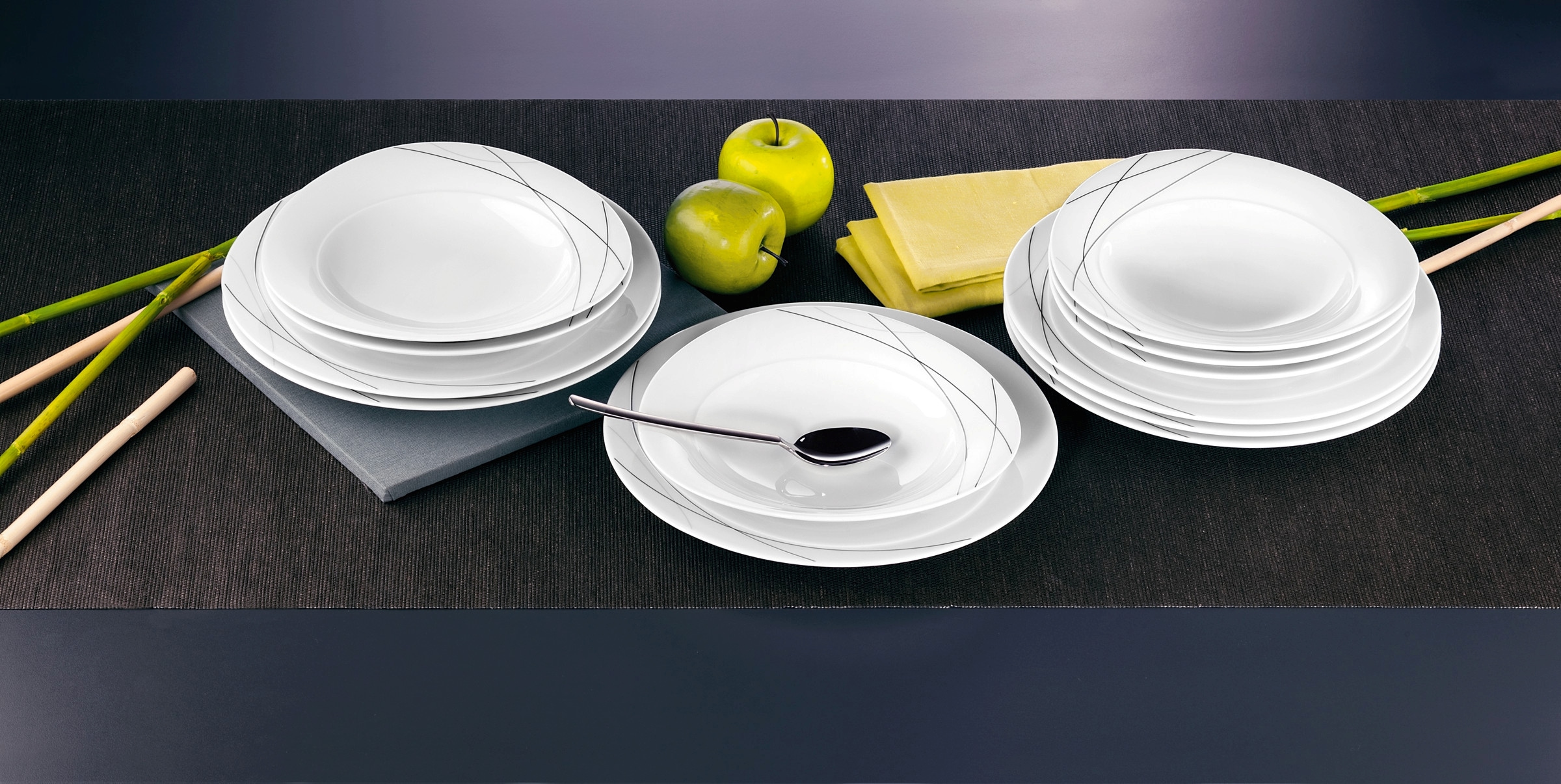 Seltmann Weiden Tafelservice »Teller Set, Geschirr-Set Trio Highline«, (Set, 12 tlg.), Teller-Set, Suppenteller, Made in Germany, 12 Teile, für 6 Personen