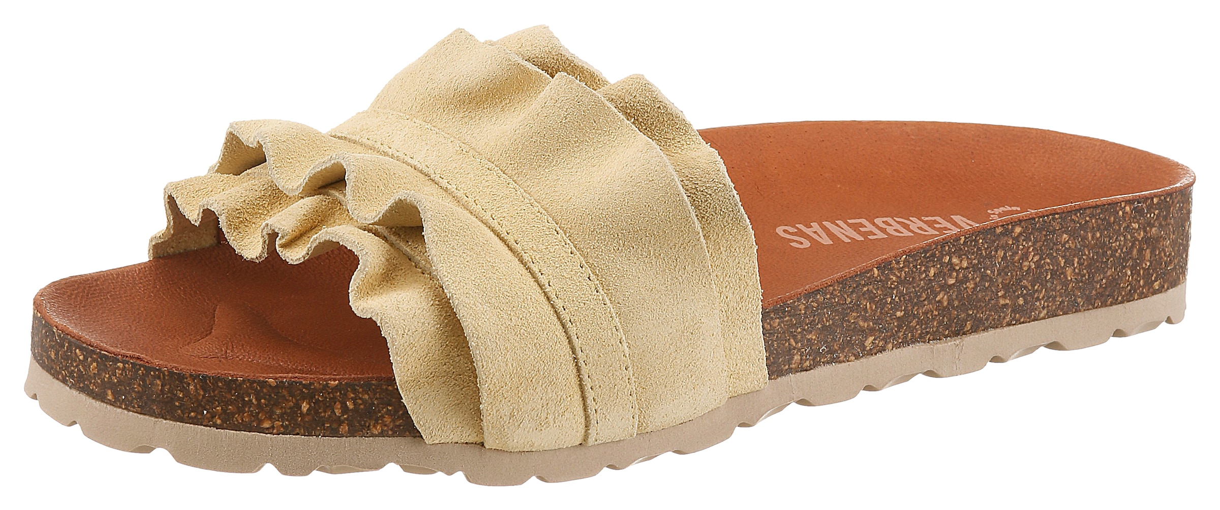 VERBENAS Pantolette »Rocio Roda«  Sommerschuh, Flat mit geschwungenen Laschenstoff