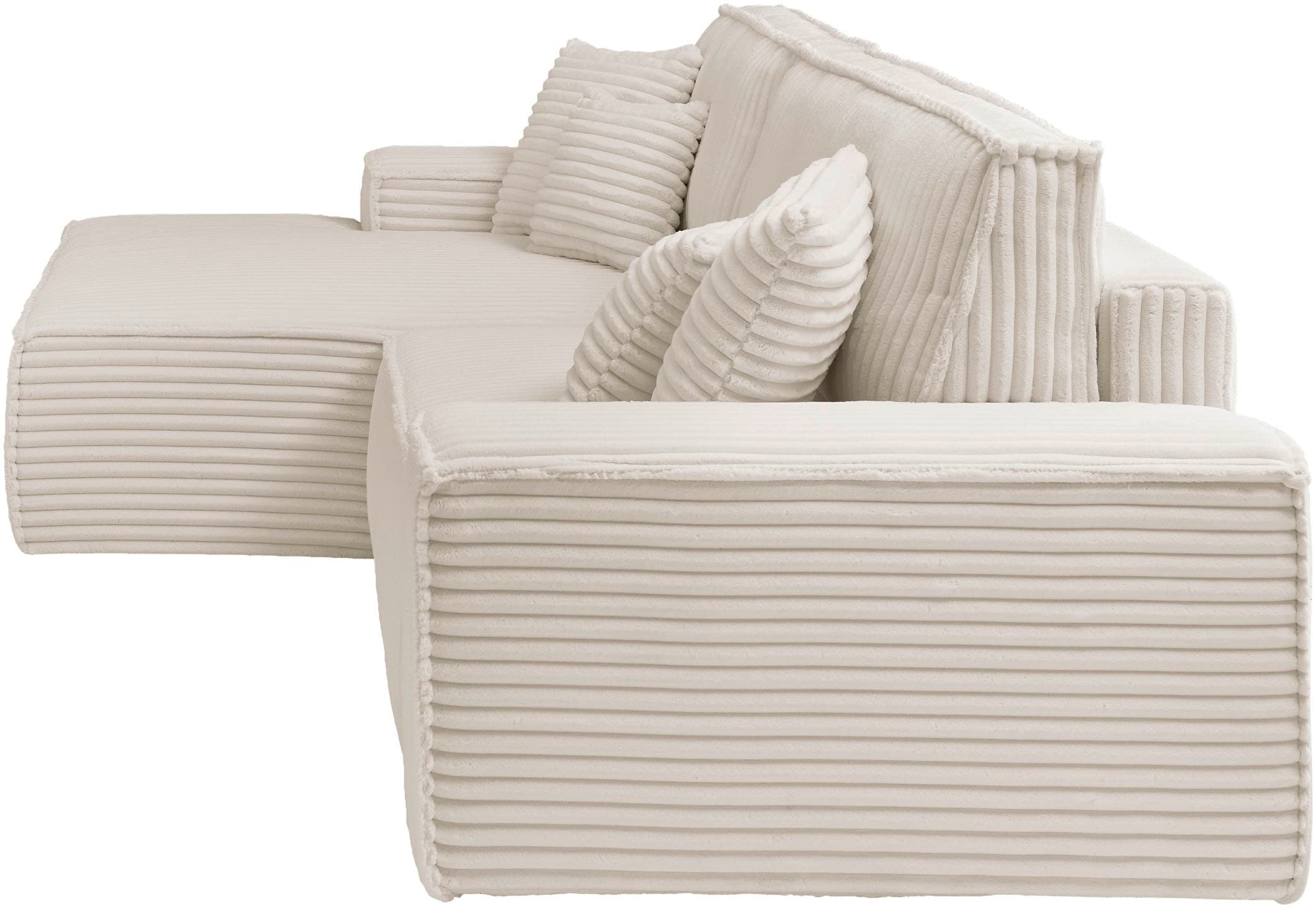 andas Ecksofa »Finnley Schlafsofa 267 cm in Bouclé, Struktur fein u. Cord, L-Form,«, Schlaffunktion m. Bettkasten (136/210 cm), Bouclé, Struktur und Cord