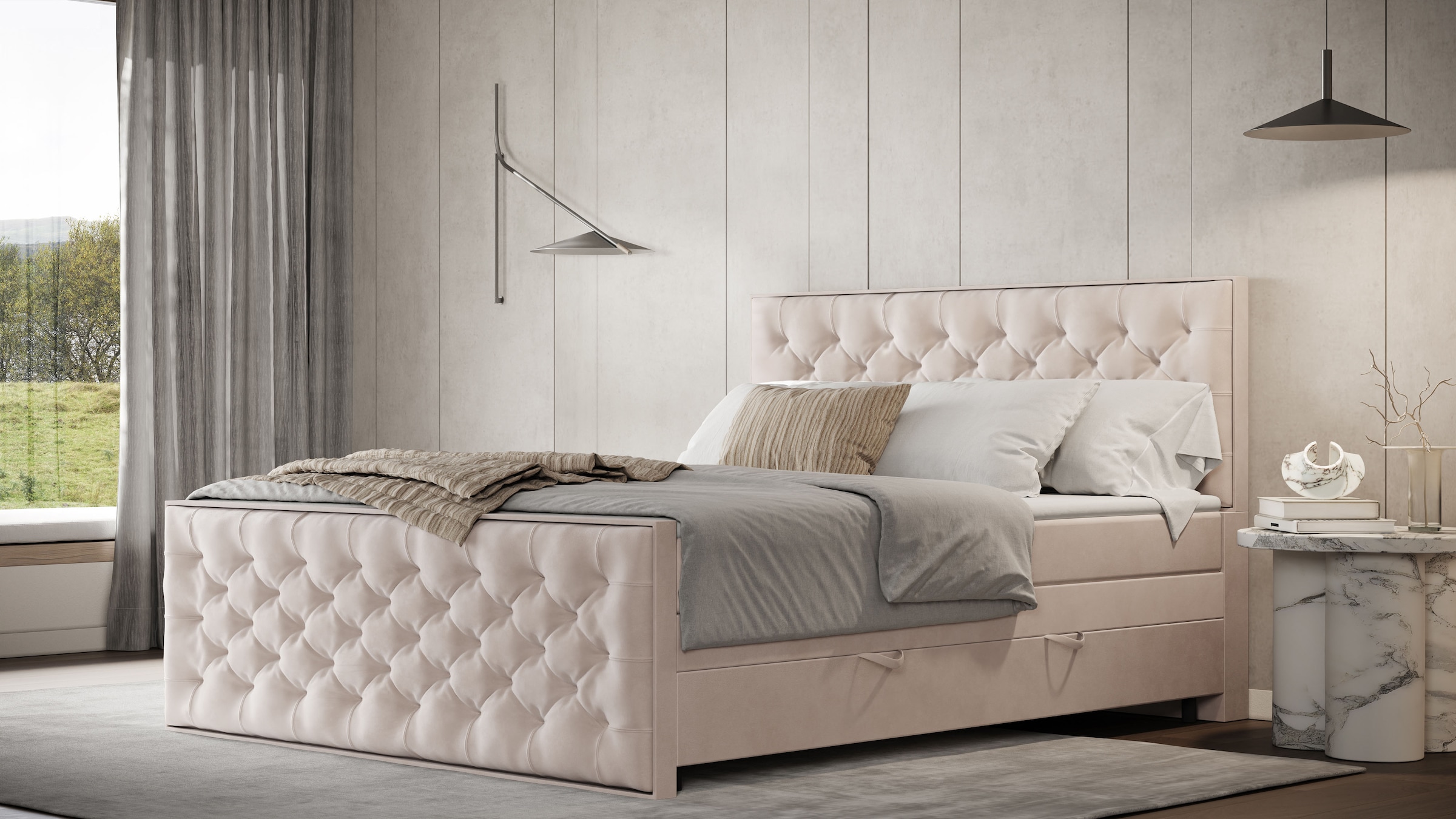 FORTE Boxspringbett »Lanciano Max inkl. zwei Bettkästen und Kaltschaum Topper« und einer 7-Zonen-Tonnentaschenfederkernmatratze H2/H3