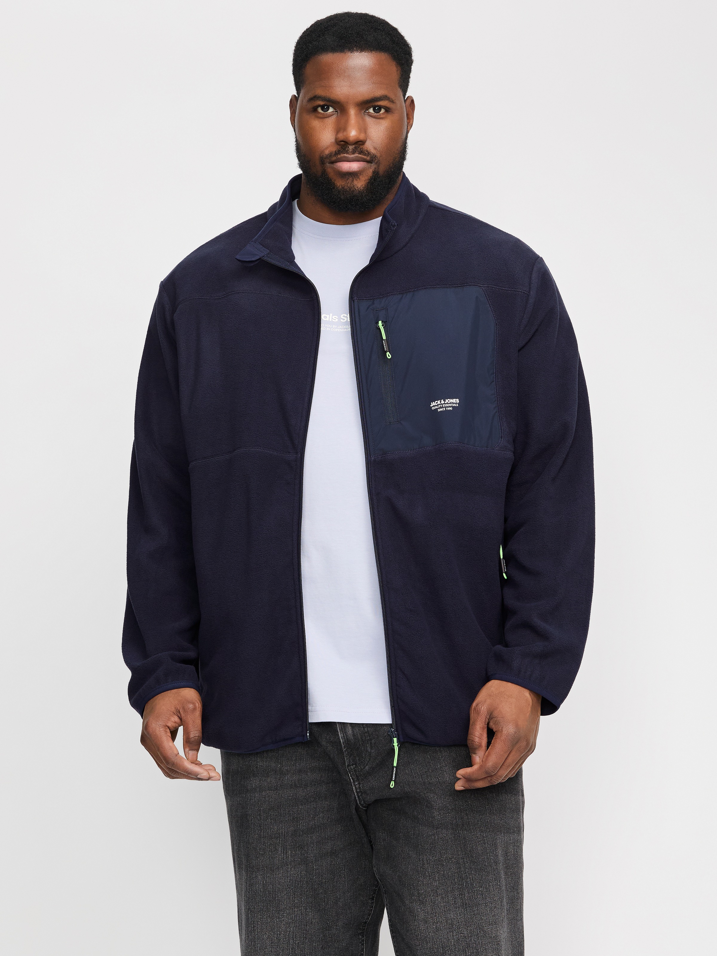 JACK & JONES PLUSSIZE Fleecejacke »JJTHEO FLEECE JACKET PLS« ohne Kapuze Sky Captain 5XL 5XL Moderne Jacke von Jack & Jones Plus Size