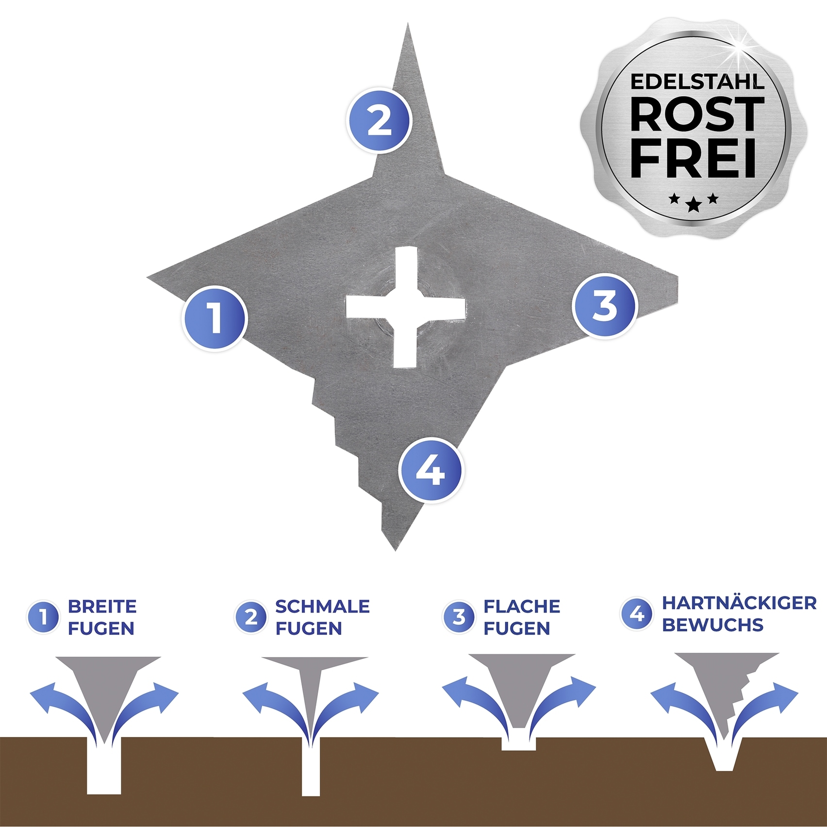 Maximex Fugenkratzer »Maximex 4-ZACK« mit Teleskopstiel, 4 unterschiedliche Zacken, für Garten und Einfahrt