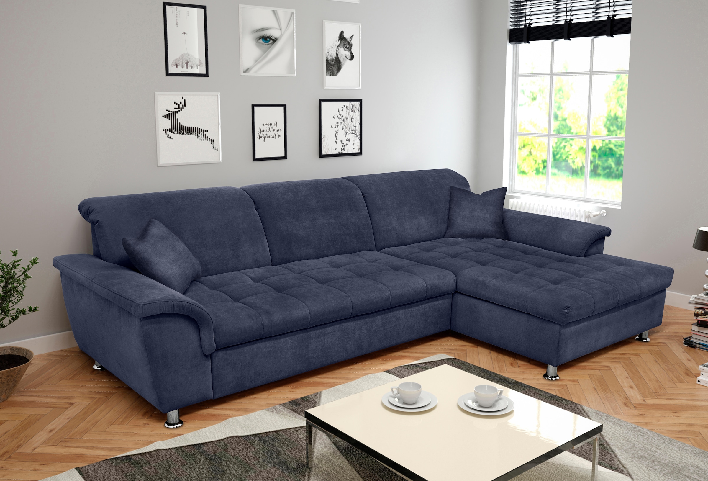 DOMO collection Ecksofa Franzi, wahlweise mit Bettfunktion, Bettkasten und Kopfteilverstellung