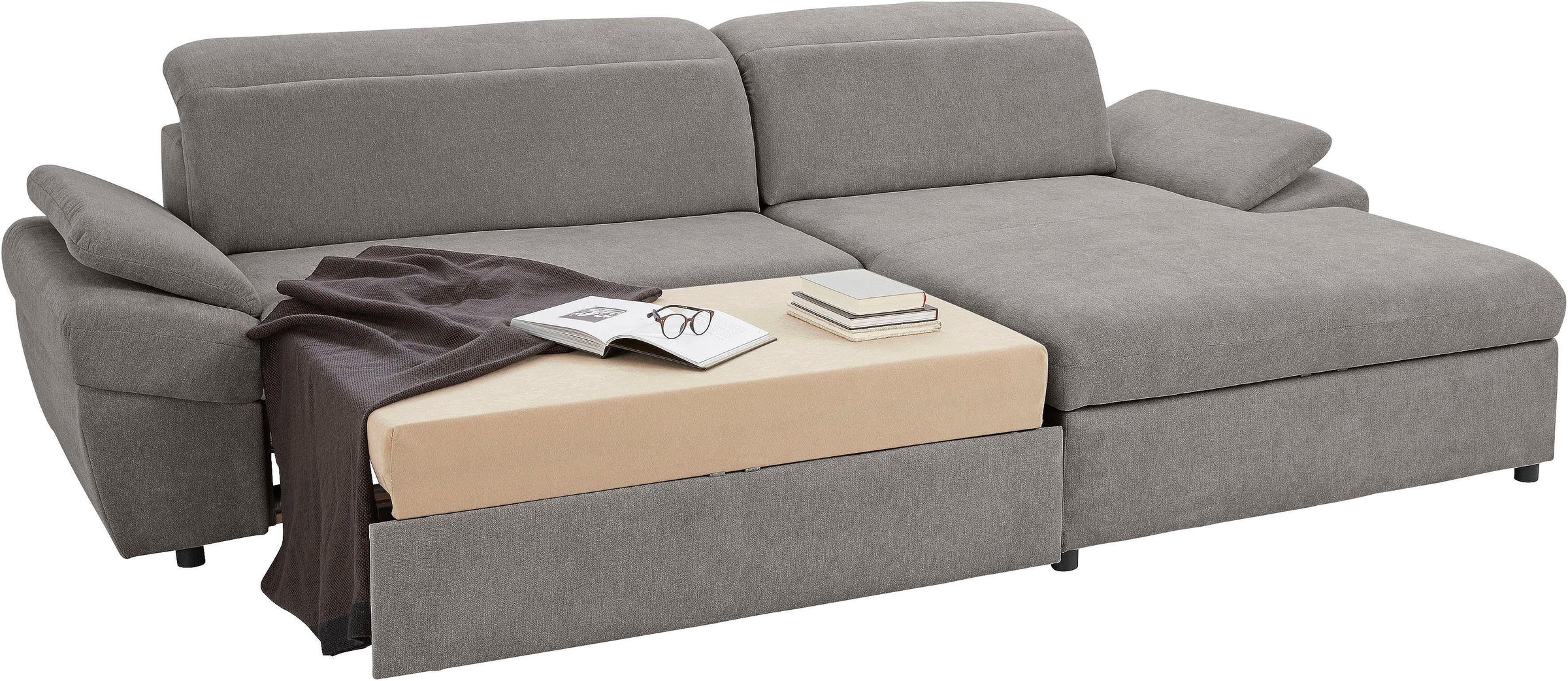 exxpo - sofa fashion Ecksofa »Kyoto, inkl. Kopfteil- und Armteilverstellung, hoher Sitzkomfort«, wahlweise mit Bettfunktion und Bettkasten, hochwertige Bezüge, L-Form