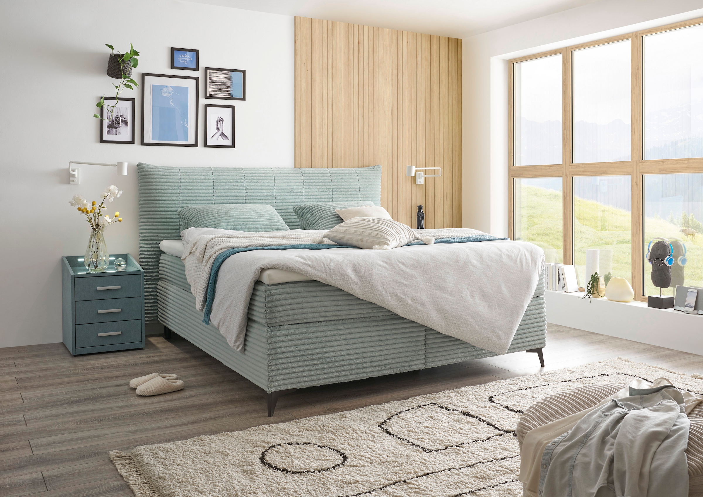 ED EXCITING DESIGN Boxspringbett »Seattle«, harte Seite mit Kokosmatte, wei günstig online kaufen