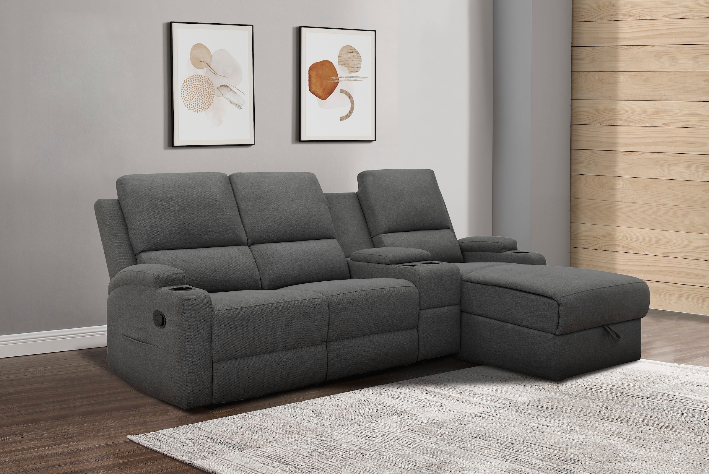 Home affaire Ecksofa »Napori Multimediasofa, 3er Kinosessel XXL, L-Form,«, Kinosofa mit Relaxfunktion, Getränkehalter, Staufach und Staukasten