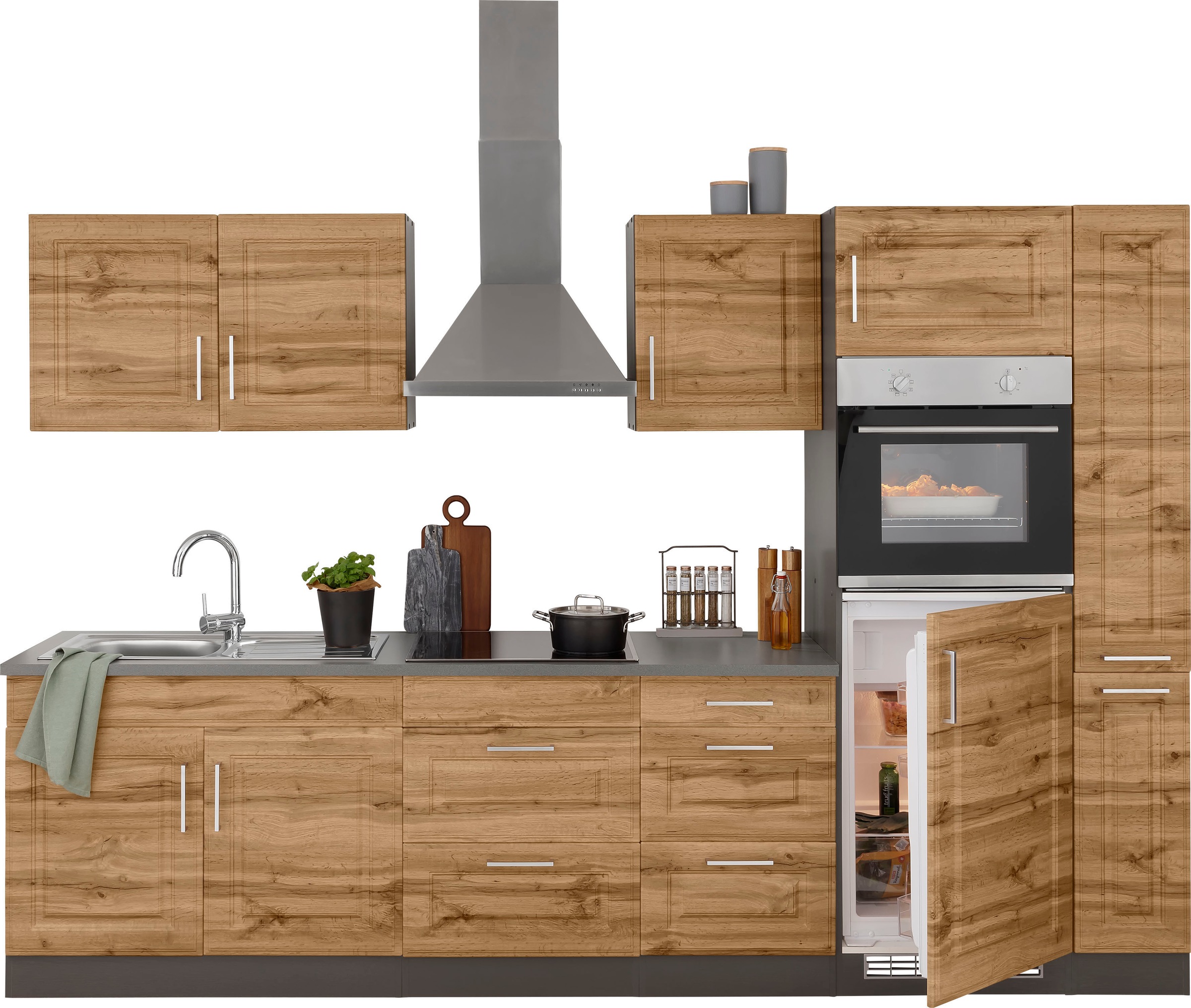 HELD MÖBEL Küchenzeile »Stockholm«, Breite 300 cm, mit hochwertigen MDF Fro günstig online kaufen