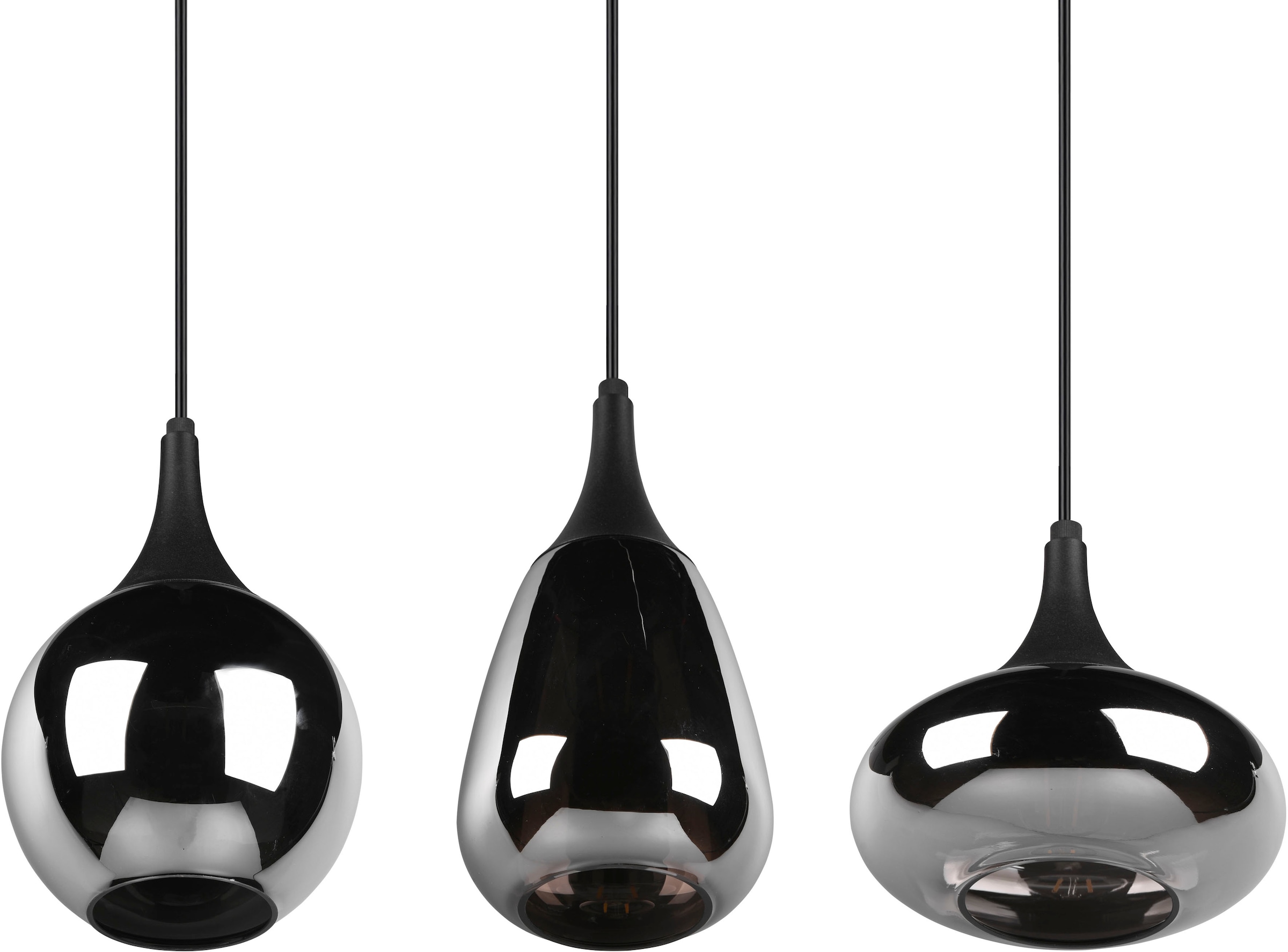 TRIO Leuchten Pendelleuchte »Lumina«, 3 flammig, Leuchtmittel E14 | ohne Leuchtmittel, Hängelampe 3-flammig Glasschirm, exkl 3xE14 max 40W höhenverstellbar