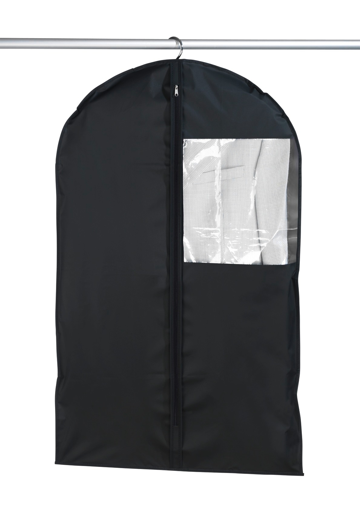 WENKO Kleidersack »Modell Deep Black«, (Set, 3 St.), Kleiderhülle mit Sichtfenster & Reißverschluss, abwaschbar, 3 Größen