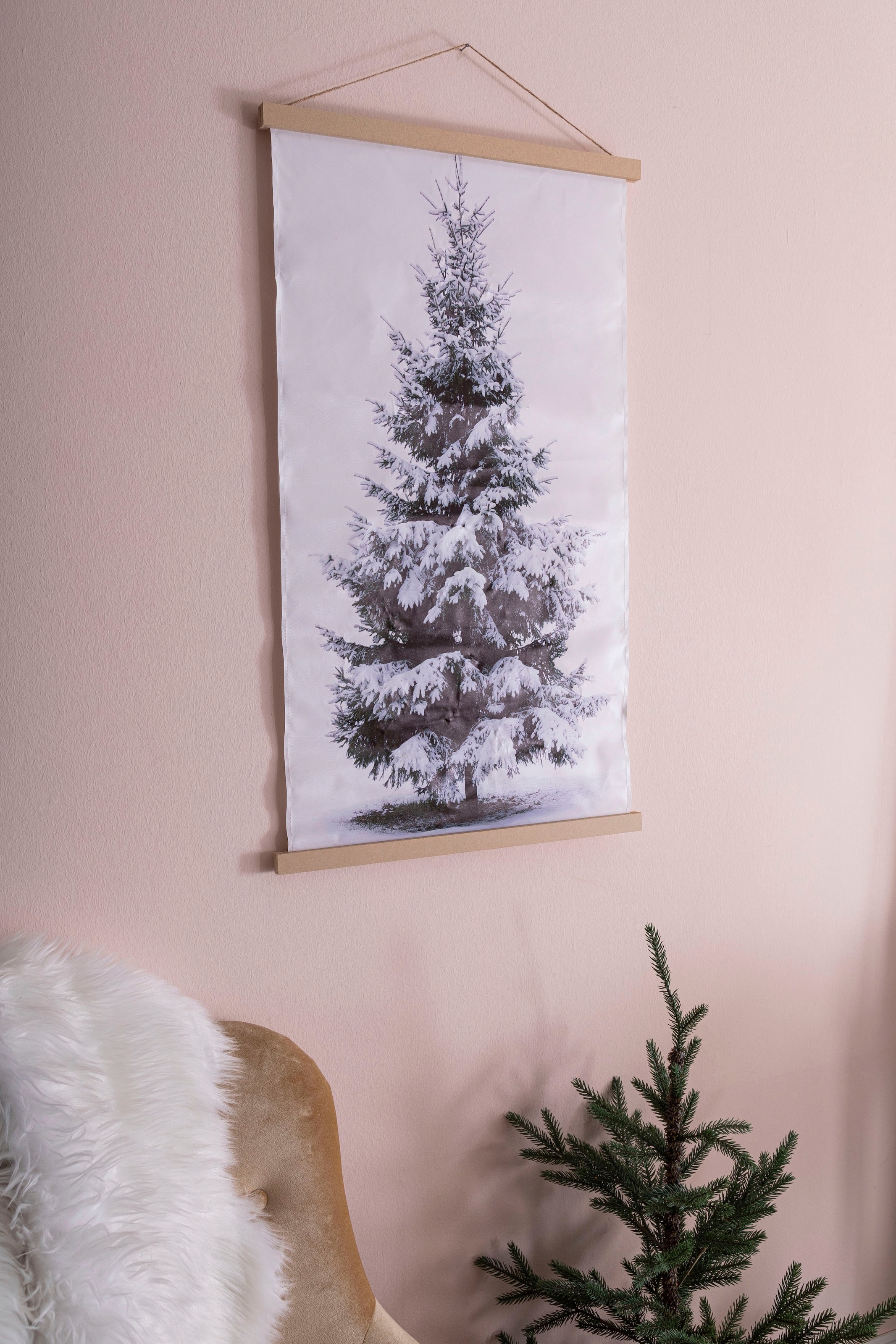 Myflair Möbel & Accessoires LED-Bild »Wandbehang Tannenbaum, mit LED-Beleuchtung,  Weihnachtsdeko«, (1 St.), LED-Leinwand zum Aufhängen, Höhe ca. 92 cm,  Batteriebetrieb auf Raten kaufen