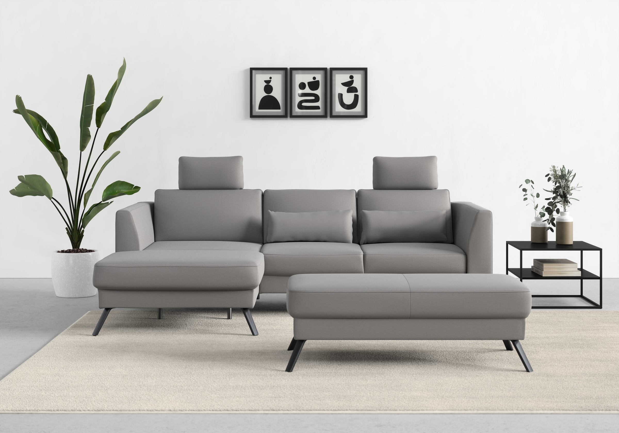 sit&more Ecksofa »Lindholm L-Form«, mit Sitztiefenverstellung und Federkern