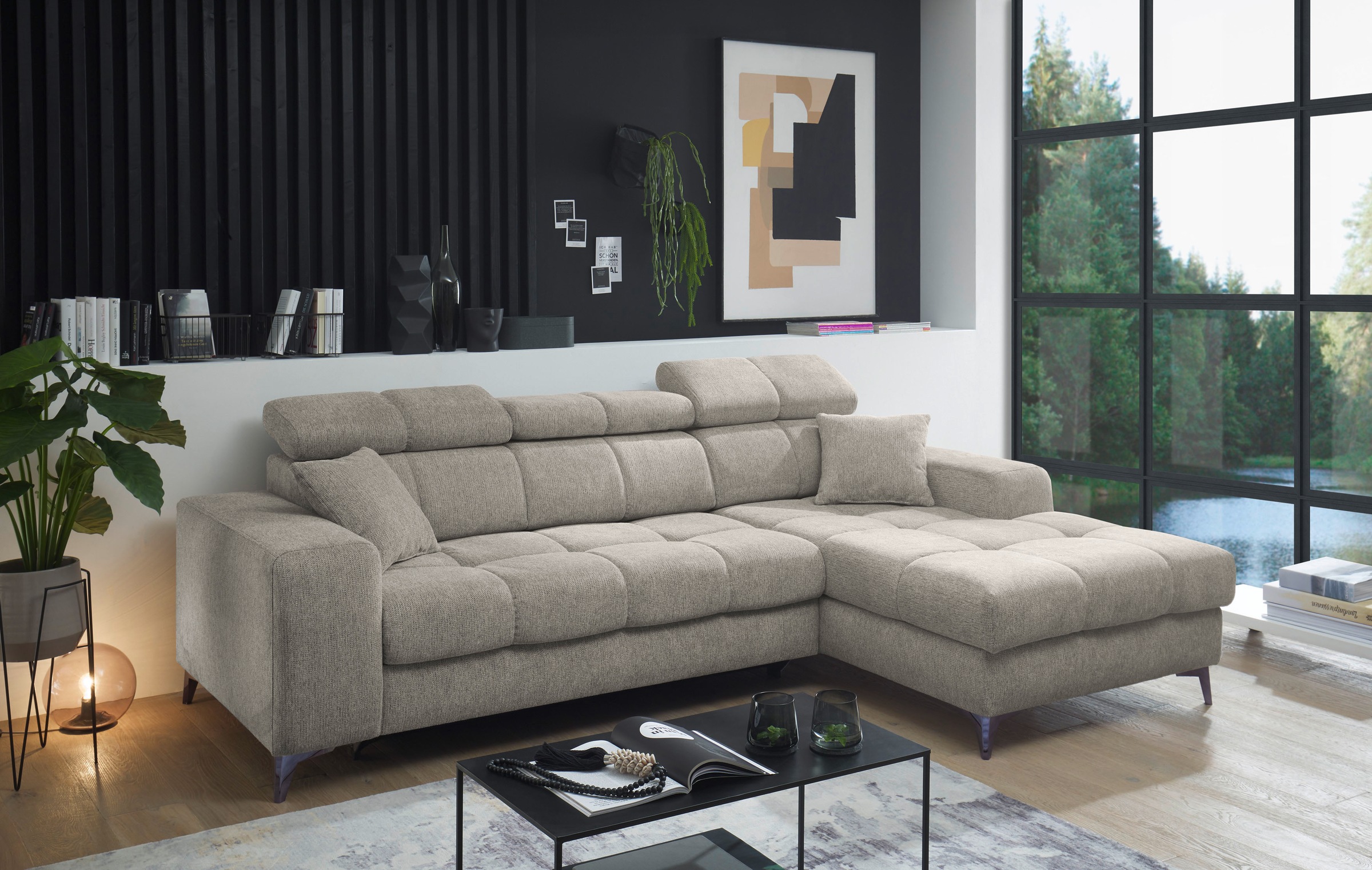 ED EXCITING DESIGN Ecksofa "Sydney L-Form mit Bettfunktion, Bettkasten, Kop günstig online kaufen