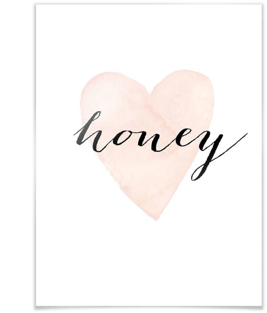 Poster »Herz Wandposter Poster, (1 Schriftzug, Bild, auf kaufen Wall-Art Honey«, Honig Wandbild, Rechnung St.), Schriftzug